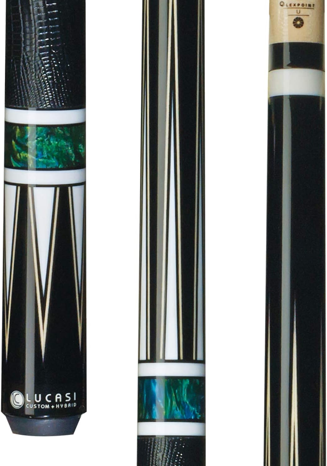 Lucasi Custom Hybrid Pool Cue Stick LHC80 w/Zero Flexpoint Spliced Shaft, Black Lizard Grip & Kamui Pro Tip