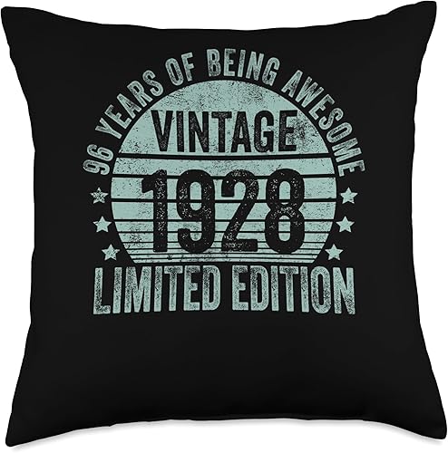 Miniatura 4 de Retro 96th Birthday Gifts Men Women Throw Pillow, 16x16, Multicolor