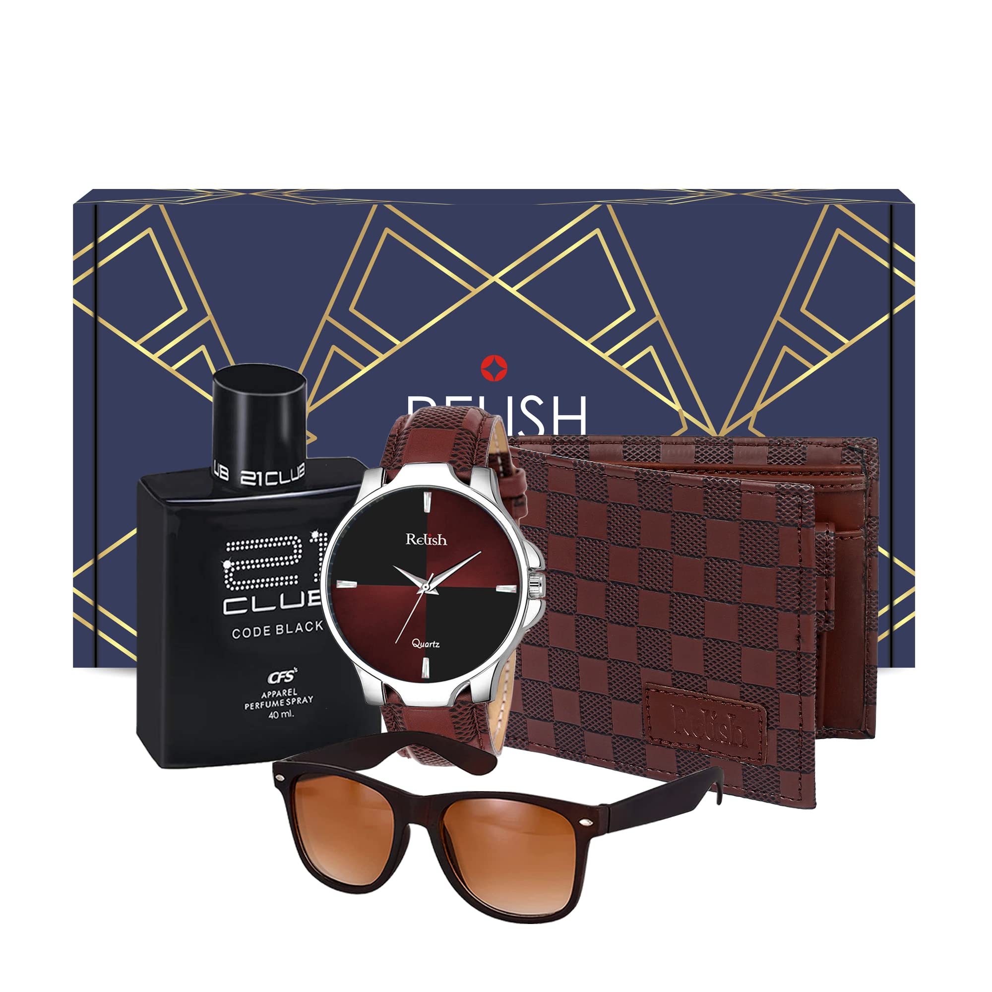 Relish Brown Dial Analog Watch, Pu Faux Leather Wallet With Perfume And Sunglass For Men Combo Pack | Birthday Gift (B0BPPHNNXF) Amazon Price History, Amazon Price Tracker