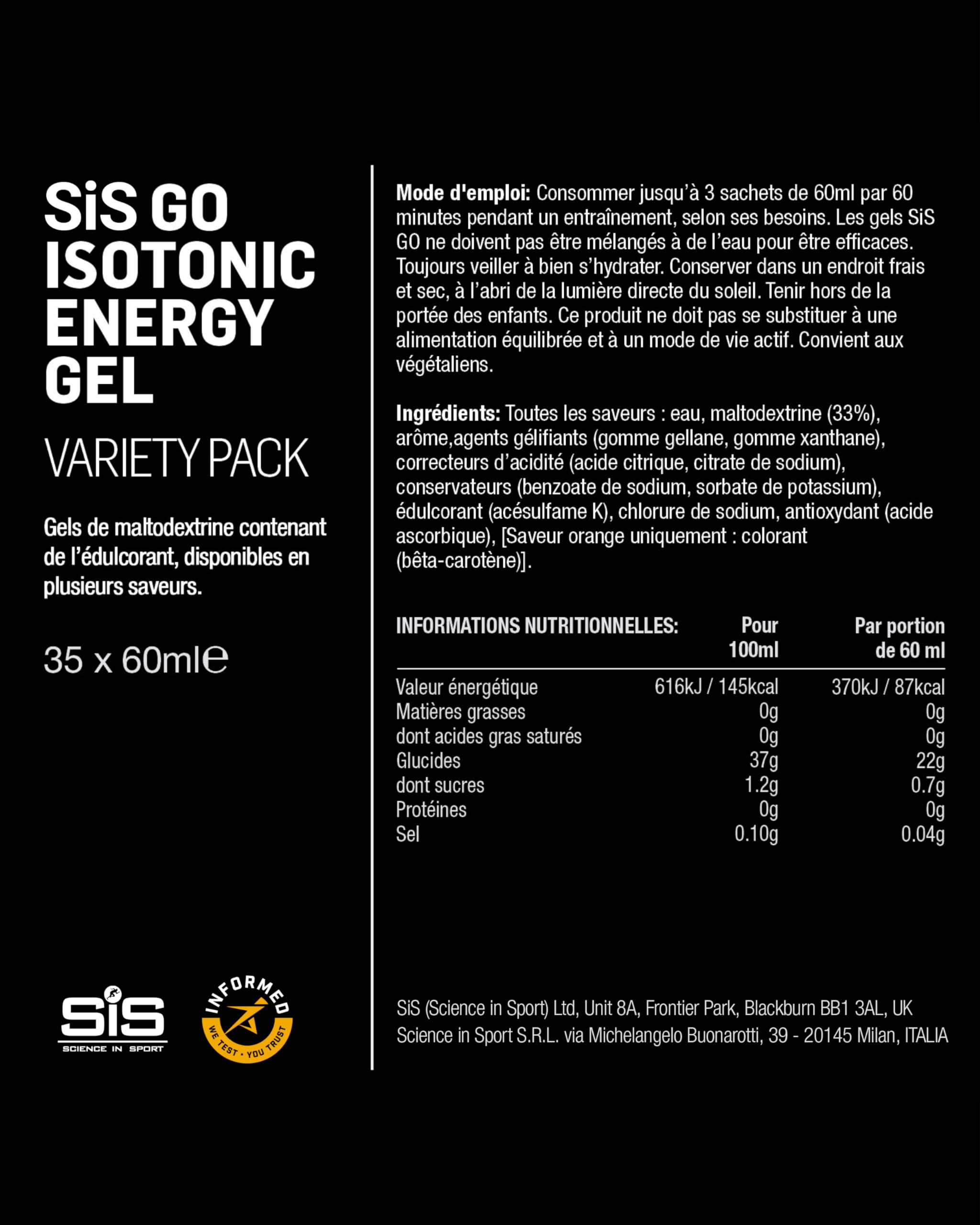 Science in Sport GO High Carb Isotonic Energy Gel 35 x 60ml Gemischt - Vegan, Isotonische Formulierung mit 22g Kohlenhydraten, Guter Energielieferant, Optimale Alternative für isotonische Getränke