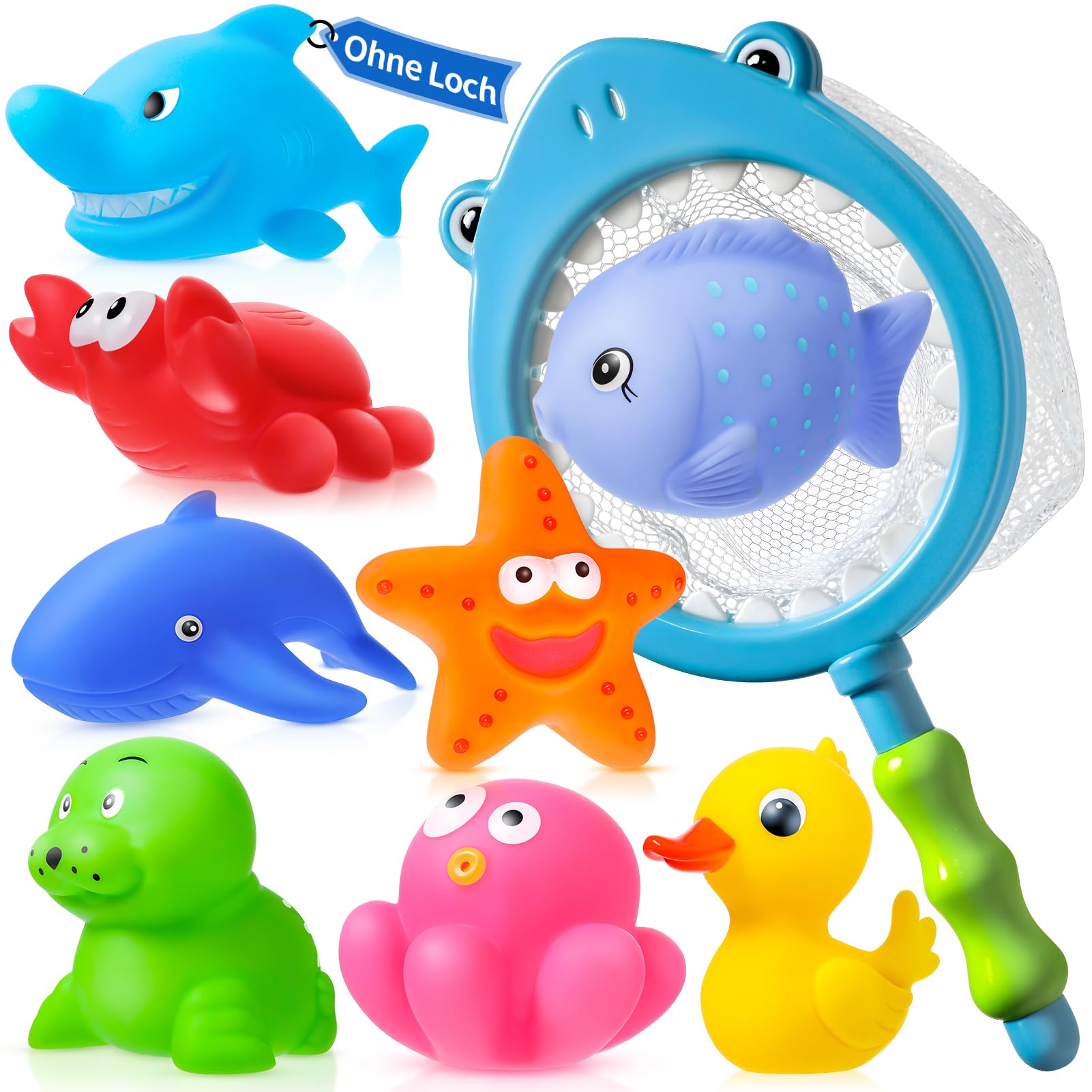 Ohne Loch - Badespielzeug Baby ab 1 2 3 4 Jahr, Badewannenspielzeug Kinder | Wasserspielzeug Schwimmbad Pool Planschbecken Spielzeug Badetiere Badeente Gummitiere Gummienten ( Schimmelfreies 9 Stück )