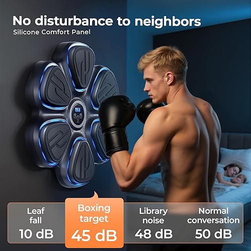 Miniatura 7 de changenow Máquina de boxeo musical para adultos, máquina de entrenamiento de boxeo inteligente Bluetooth, entrenamiento de perforación de pared para