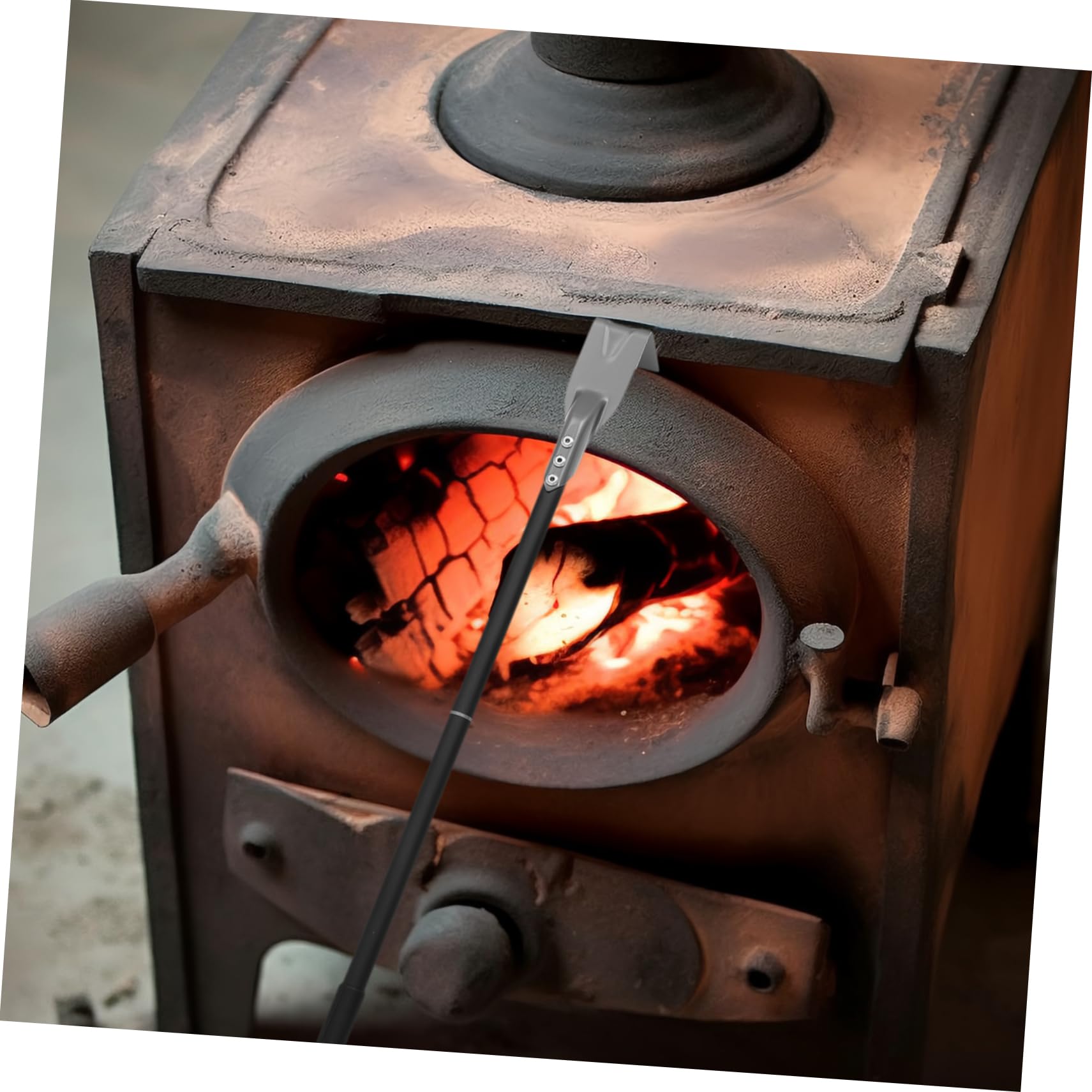 ULDIGI Oven Ash Shovel Fireplace Scraper Ash Charcoal Rake Grill Cleaning Brick Heat-Resistant