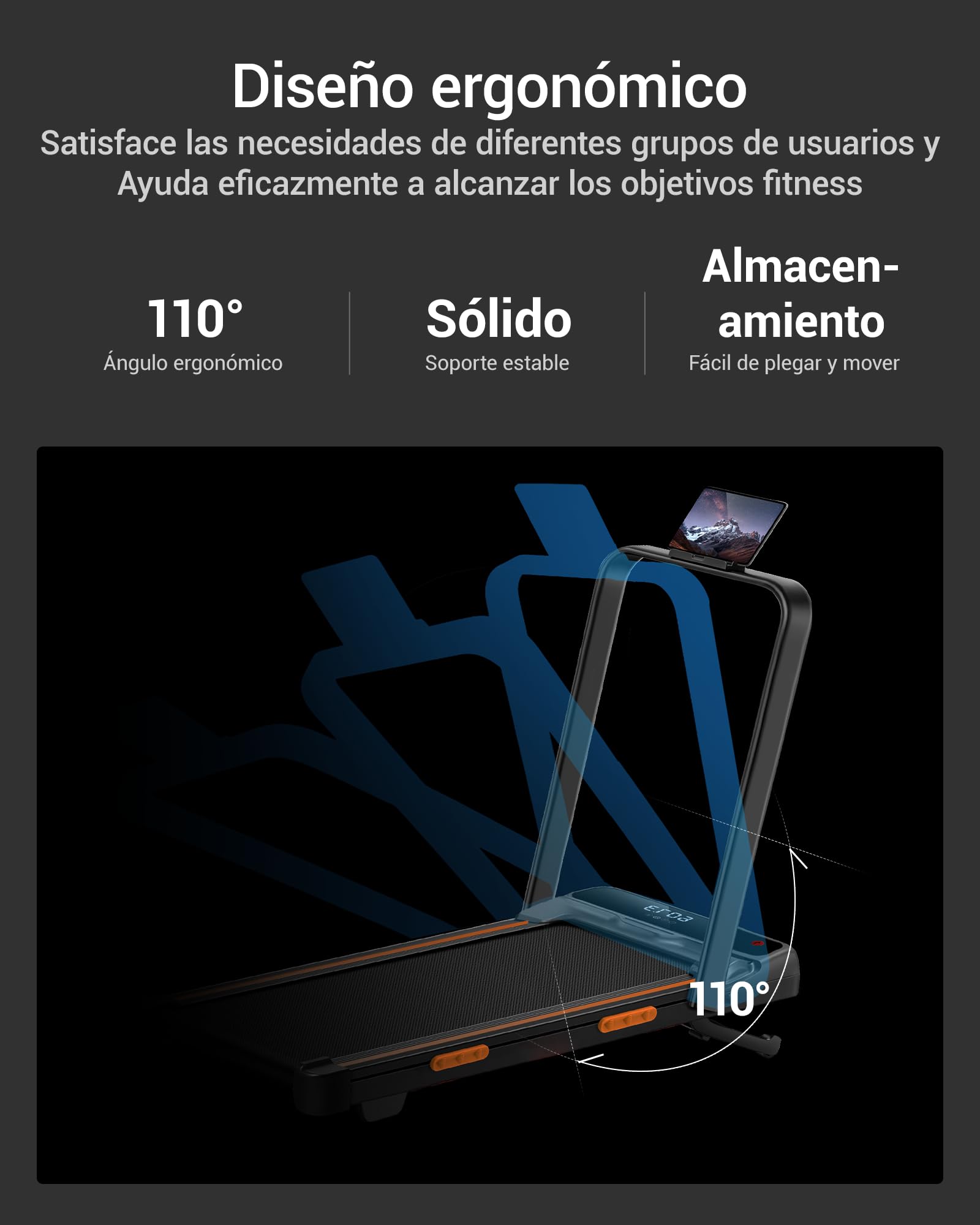 CURSOR Cinta de Correr Plegable Auto Inclinación 20%, Walking Pad, 12km/h | 1-12 km/h Cinta de Correr Compacta con Motor Silencioso de 3,0 HP y Pantalla LED, Capacidad Máxima 159 kg