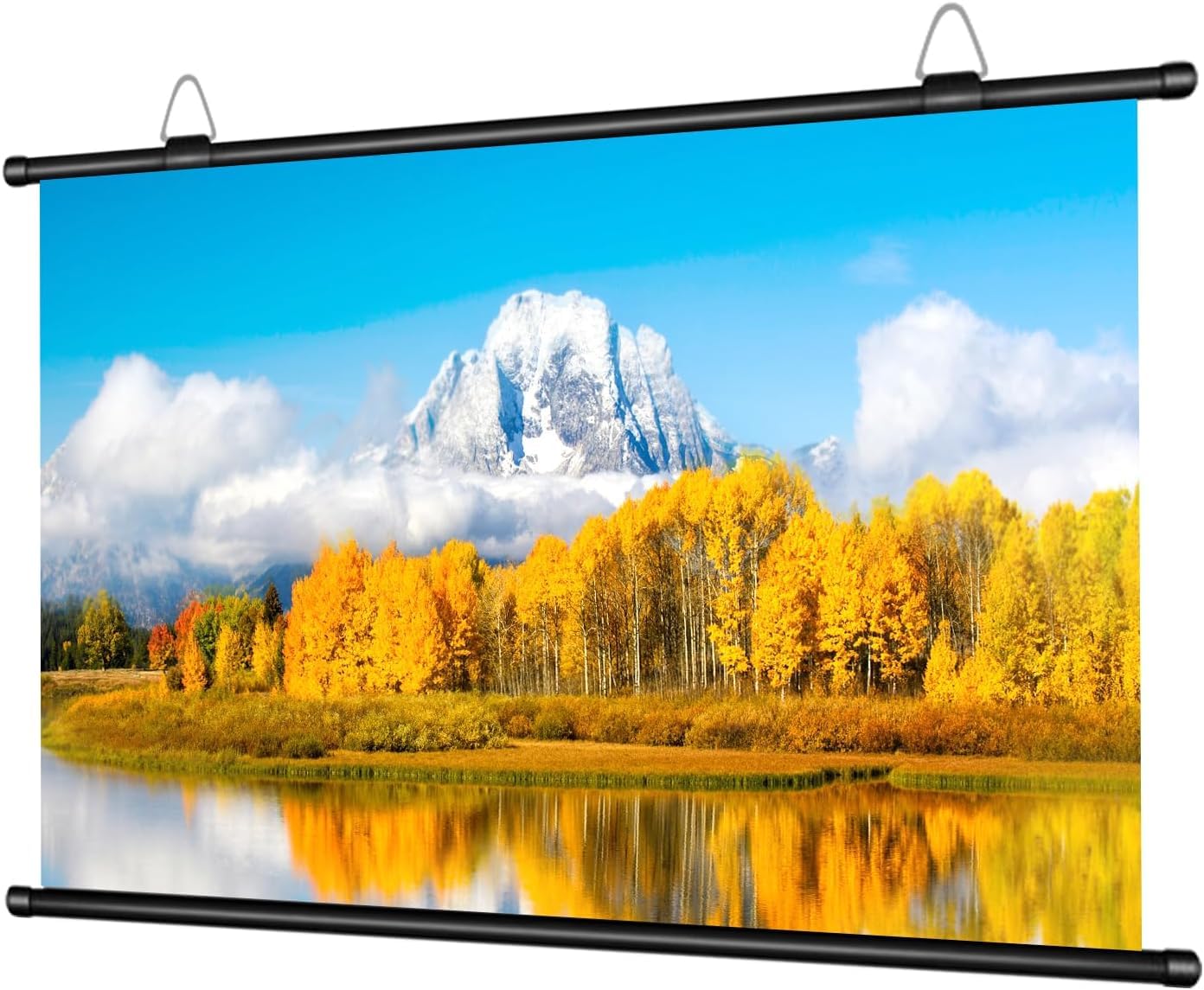 Photo 1 of 110 inch Projector Screen, XIAOHUI Portable Movie Projector Screen for Outdoor Indoor with 3 pcs Adhesive Hook, 4K Hanging Projection Screen for World Cup Room Wall, Anti-Glare, 16:9 HD