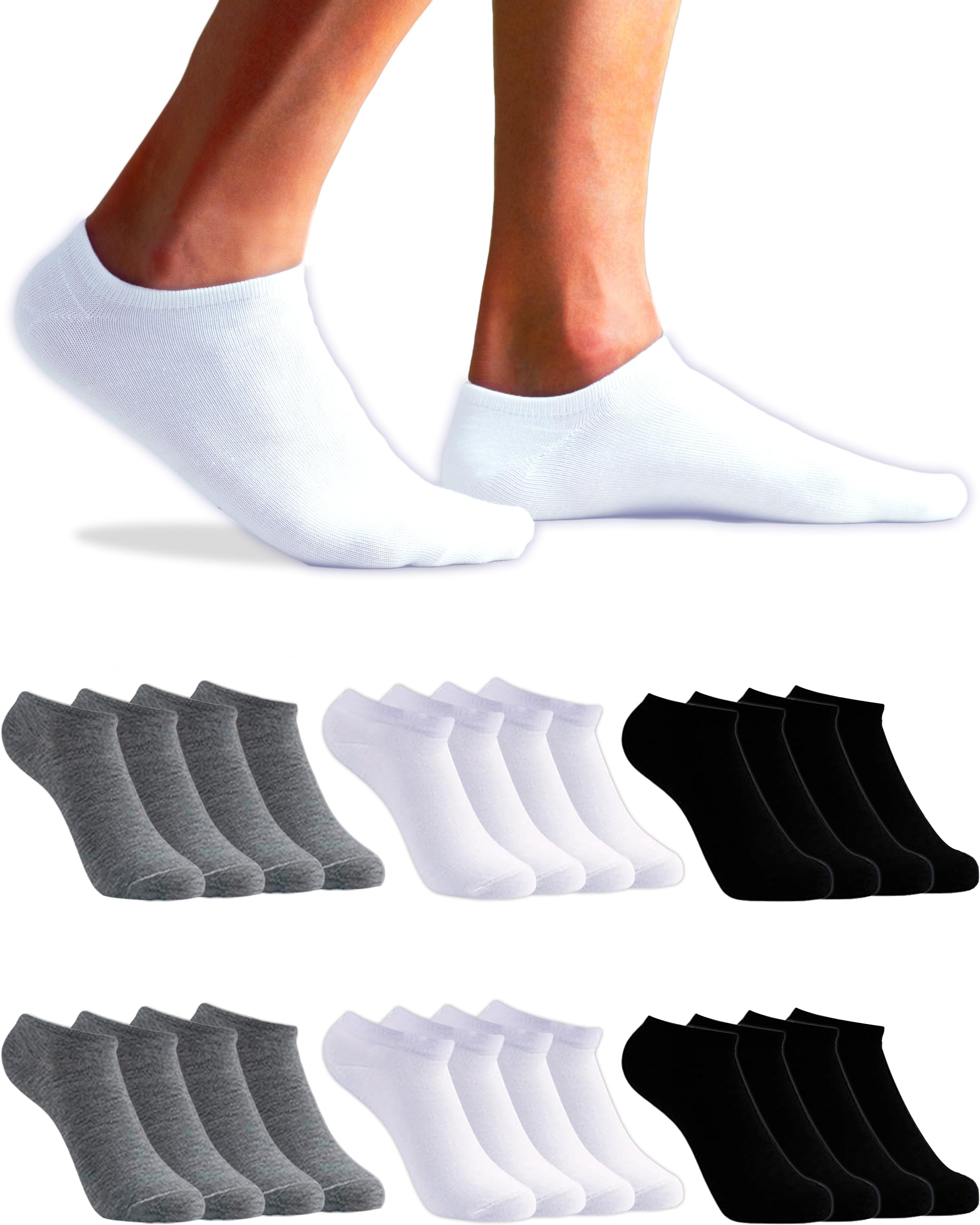 topline 12 Pares Calcetines tobilleros hombre & Calcetines tobilleros mujer - Calcetines hombre cortos