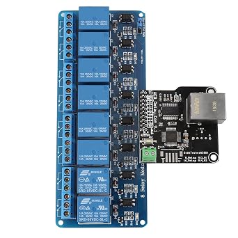 وحدة تحكم إيثرنت Kuidamos مع ترحيل 8 قنوات، منفذ Rj45، التشغيل اليدوي، التركيب، 10 أمبير، جهات الاتصال المفتوحة عادة