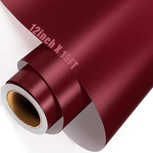 GIRAFVINYL Vinilo permanente granate, 12 pulgadas x 15 pies, vinilo burdeos para calcomanías de manualidades, calcomanía, vaso, fiesta, letrero,