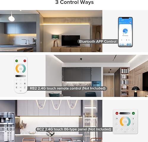 Miniatura 4 de SEZO SP637E CCT Música Bluetooth SPI LED Controlador Dinámico Efecto de Luz Blanca para FCOB CCT IC LED Strip Trabajo con RC2 Panel TáctilRB2 RF