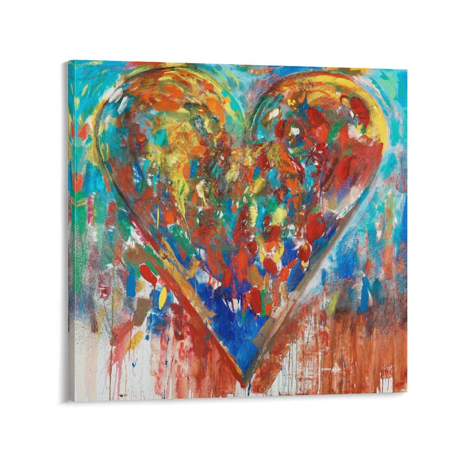 VividHome Colorful Love Heart Canvas Art Poster And Wall Art Picture Print Modern Family Bedroom Decor Posters 24x24inch(60x60cm)