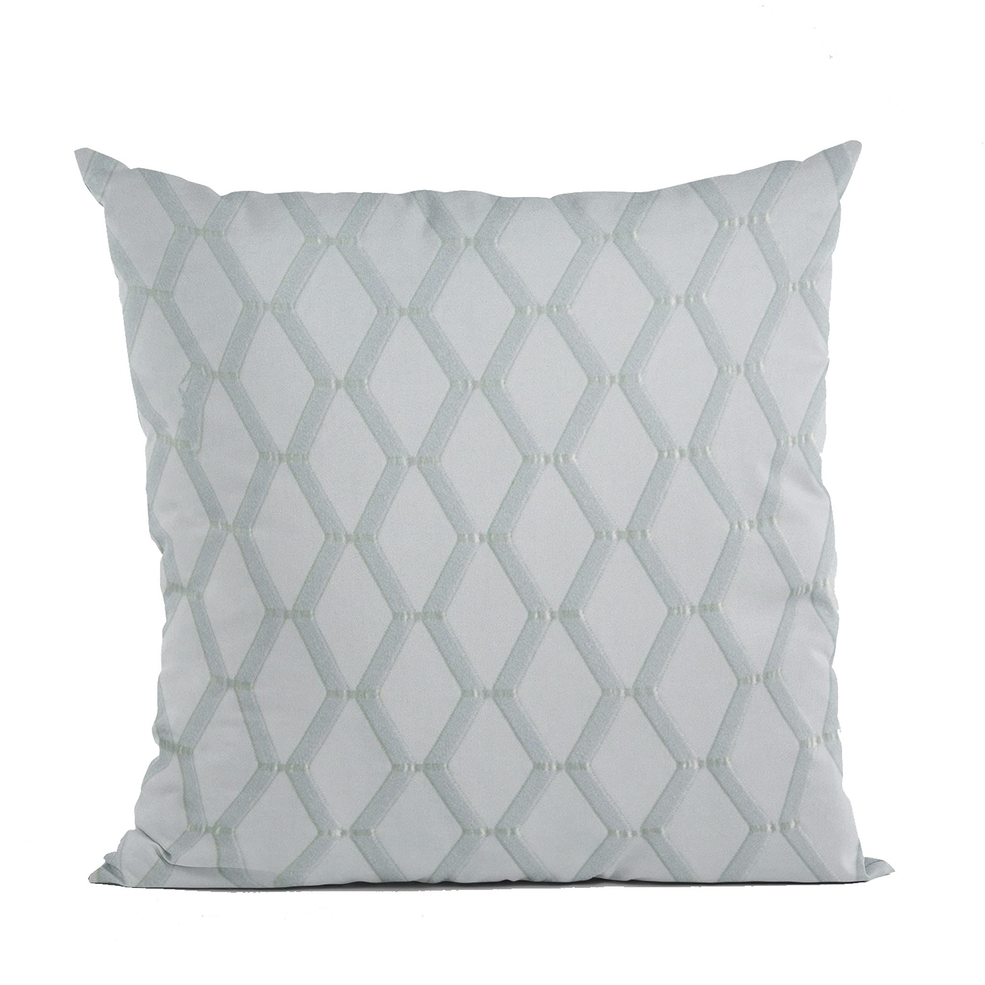 Plutus Brands Silver Plutus Diamond Shiny Fabric with Embroydery Luxury Throw Pillow x 16in, Double Sided 16" x 16"