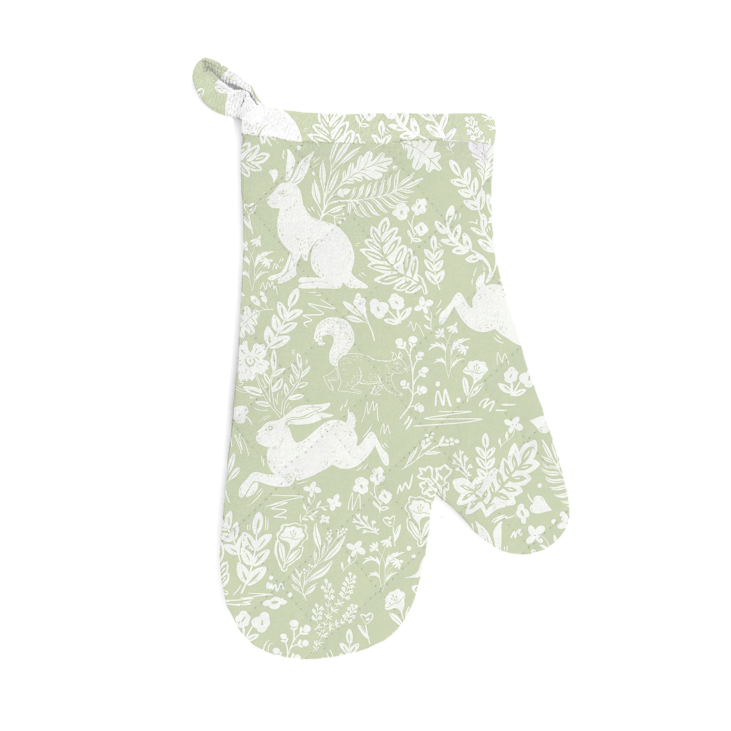 Auntie Morags Green Le Chateau Textiles William Morris Inspired Forest Life Sage Single Oven Glove/Gauntlet