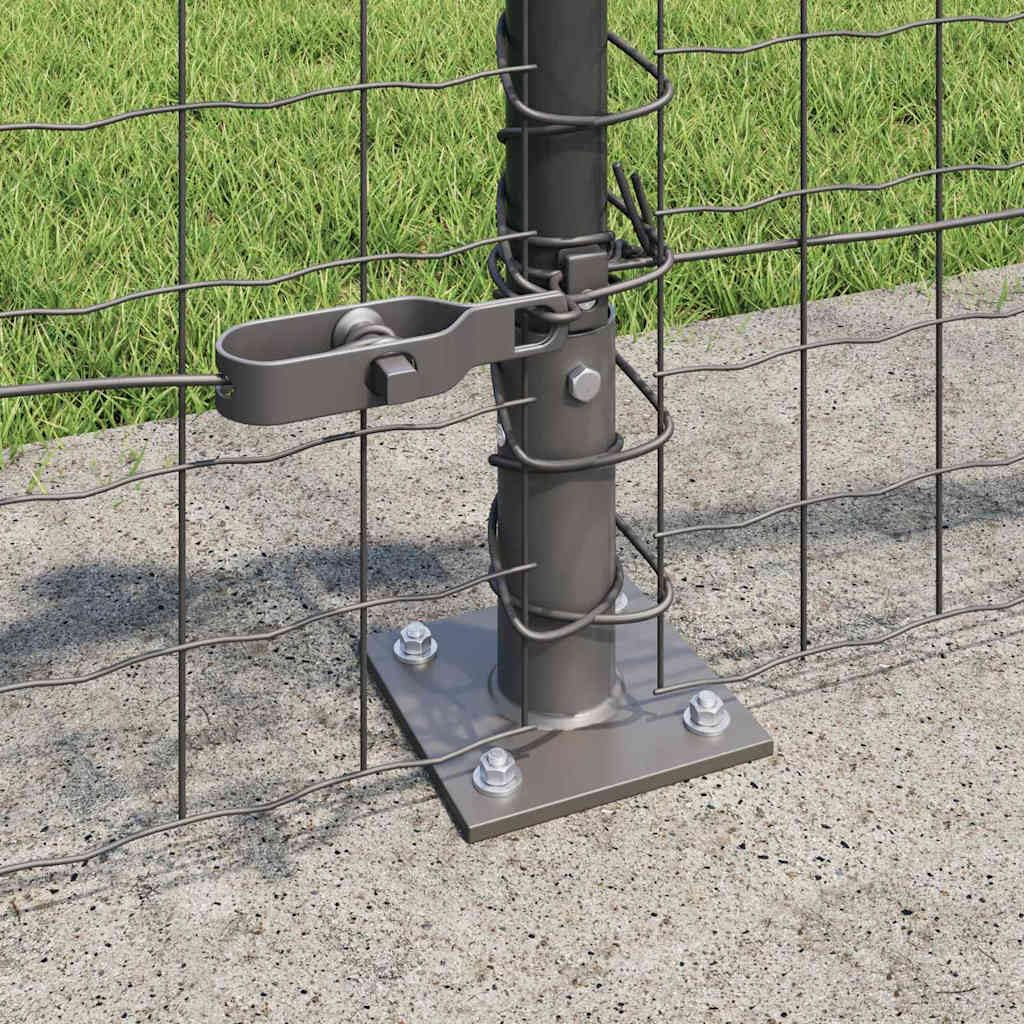 Postes de valla para hormigón, acero pulverizado, gris, juego de 52 para jardín, terraza, parcela, fijación con base de hormigón, resistente a la intemperie