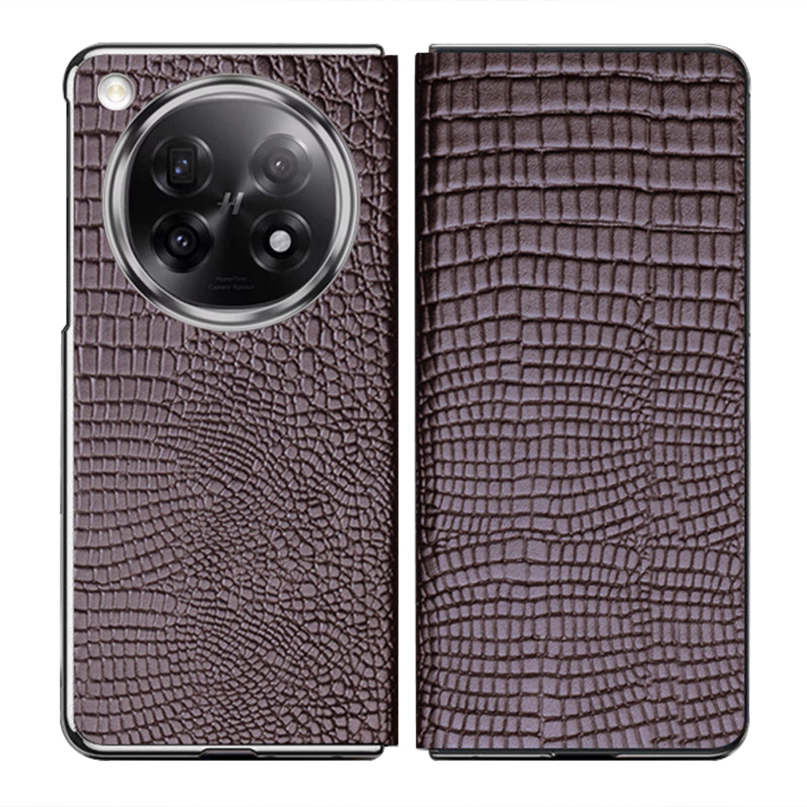 Étui pour Oppo Find N6 en cuir véritable fait main avec rabat galvanisé de luxe