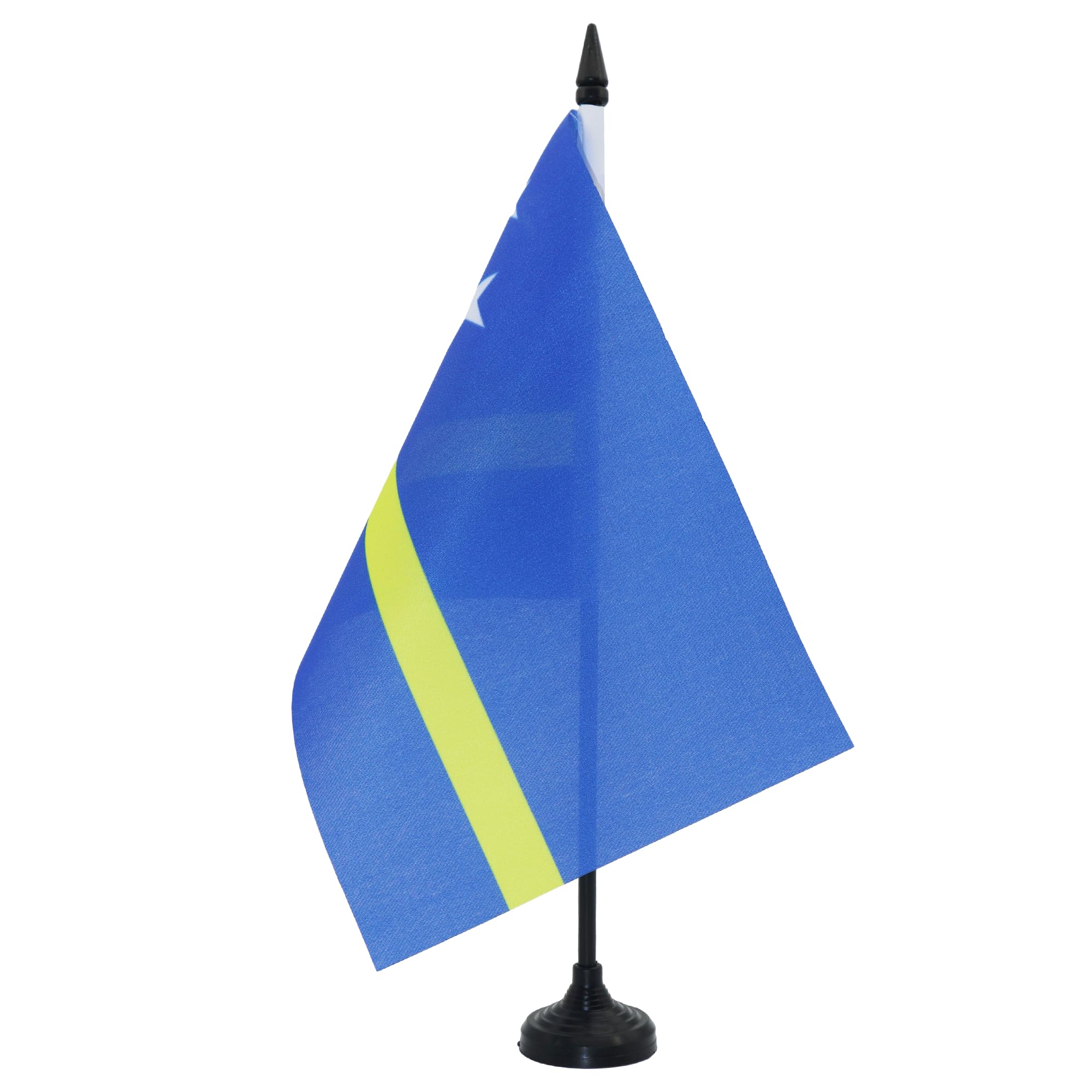 AZ FLAG Curaçao Table Flag 5'' x 8'' - Curaçaoan Office Decoration 100% Polyester 21 x 14 cm - Mini Desk Flag with Pole and Black Plastic Base