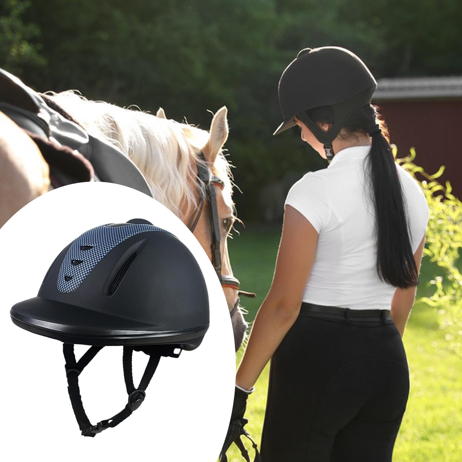 Almencla Reithelm Luftdurchlässiger Equestrian Pferdesporthelm Verstellbar Schlagfest mit Weichem Innenfutter für Kinder Erwachsene Outdoor Radfahren