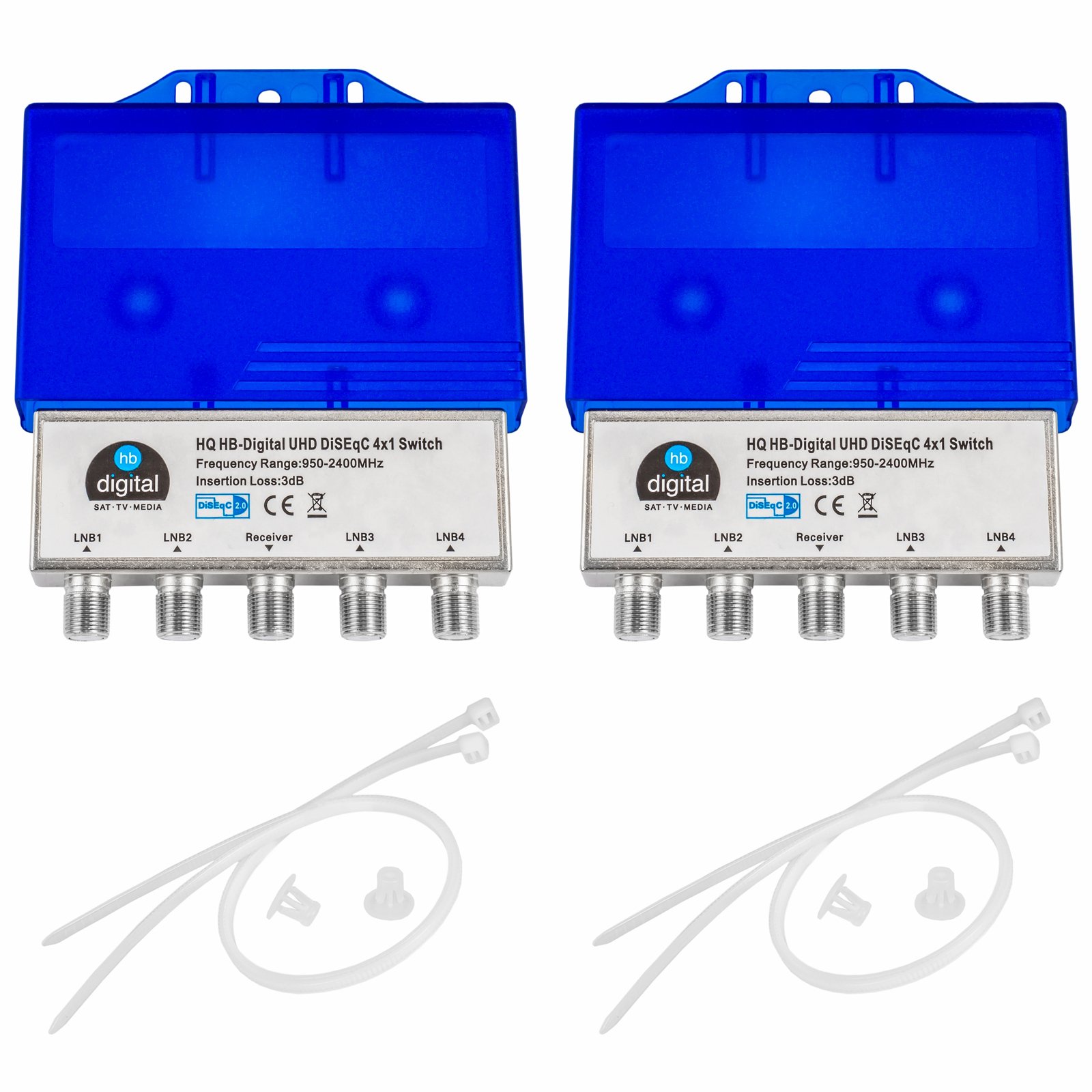 Interruttore DiSEqC 2/1 Per Satelliti - Compatibile HDTV, Protezione Intemperie - Per Ricevitori Satellitari