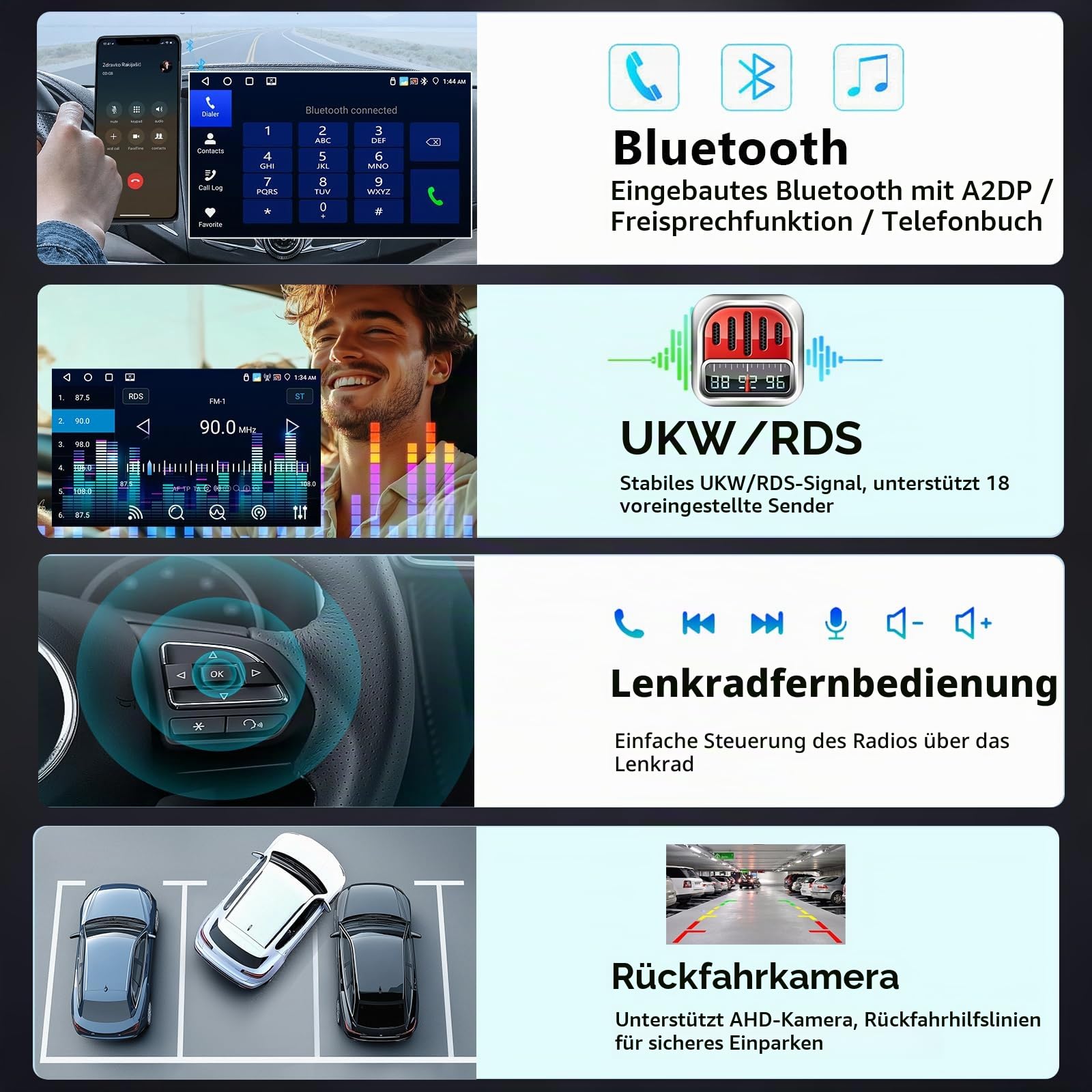 4GB+64GB Autoradio für VW Passat B6 T5 Golf 5 6 Polo 6R Tiguan T5 Jetta Seat Skoda mit Kabellosem Carplay, Android Auto GPS Bluetooth WiFi FM/RDS SWC Canbus EQ + AHD Rückfahrkamera