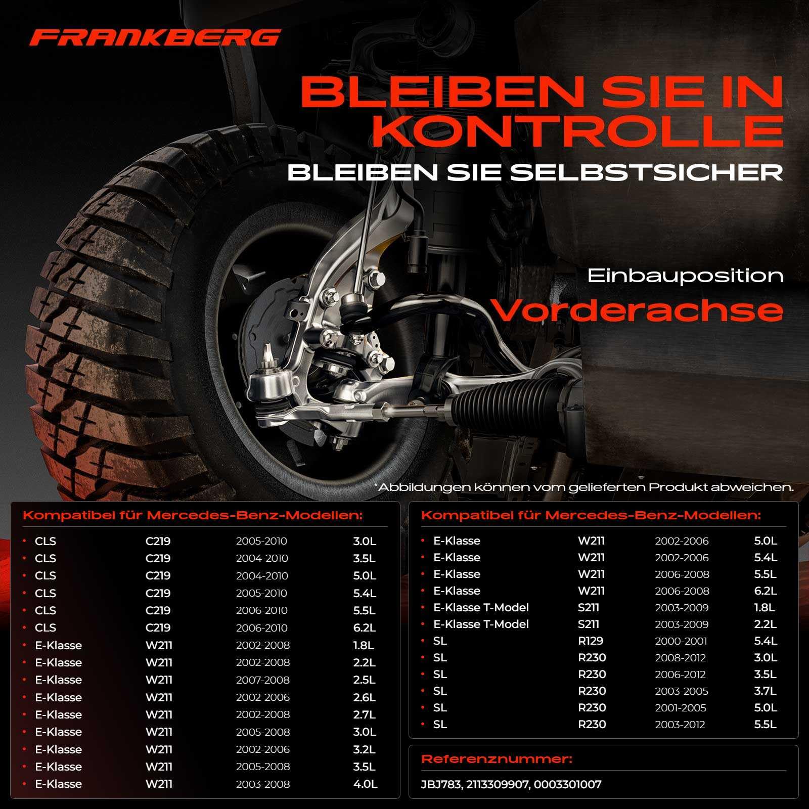 Frankberg 2x Trag-/Führungsgelenk Traggelenk Lenker Vorne oben Kompatibel mit CLS C219 2004-2010 E-Klasse W211 S211 2002-2009 SL R129 R230 2000-2012 Replace# 0003301007