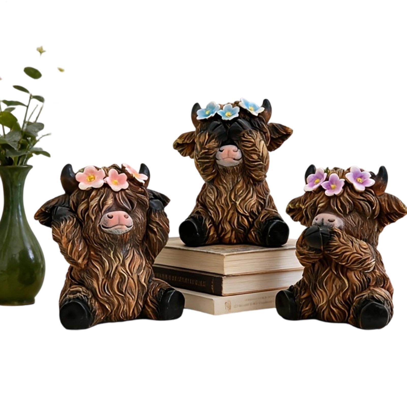 Figurines de table rustiques style ferme lot de 3 pour décoration maison bureau salon