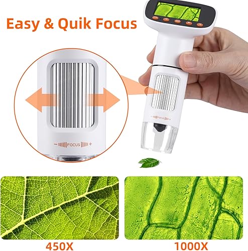 Miniatura 4 de Koolertron Microscopio digital de mano de 2 pulgadas con pantalla LCD, microscopio de bolsillo con tarjeta 32G para niños y adultos, 50x-1000x Zoom