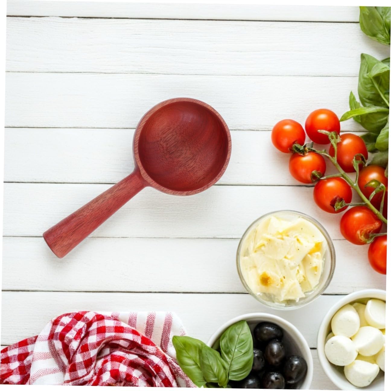 Natural Wood Soup Spoon Short Handle Multi Function Kitchen Cooking Utensil Smooth Polished Wooden Ladle for Home and Restaurant Use Safe Wood Cooking Spoon