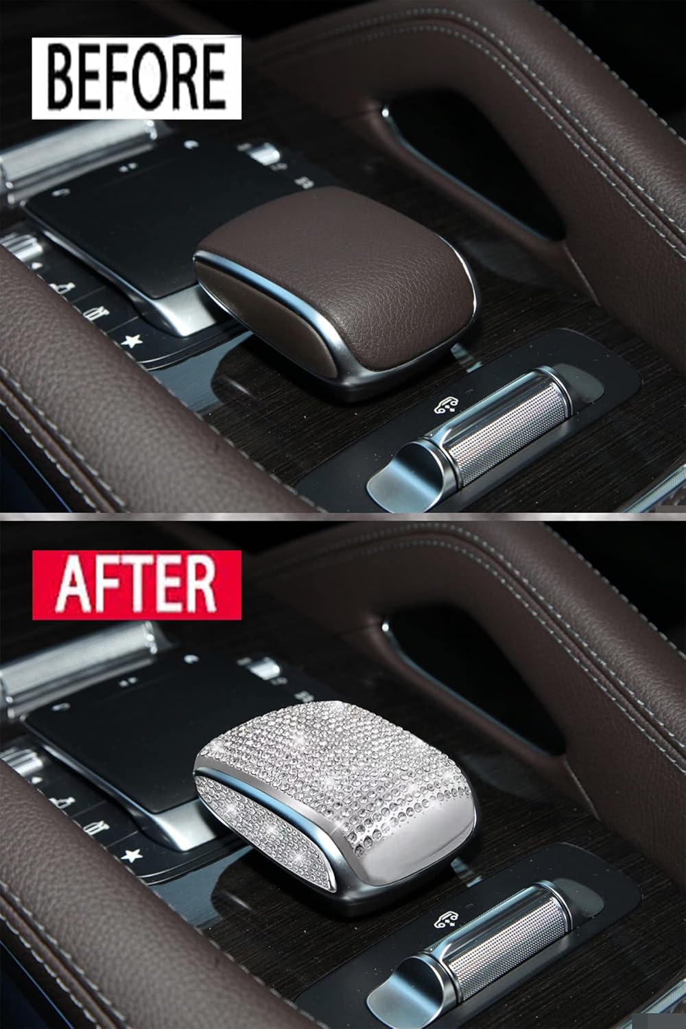 Bling Crystal Interior Media Control Emblem Cover Compatible for Mercedes Benz GLE 2020-2024/GLS 2020-2024