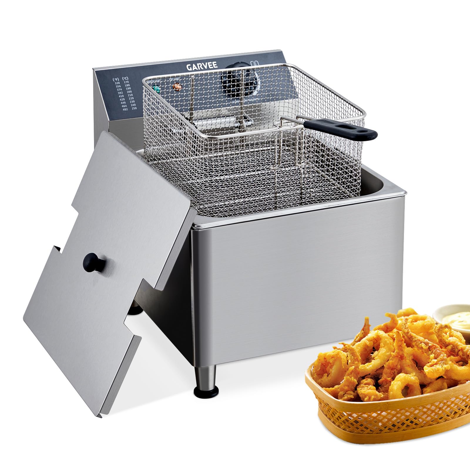 Commercial 11L Electric Deep Fryer | 1700W Large Capacity Deep Fryer with XL Basket &amp; Lid | 201 Stainless Steel Countertop System for Restaurants, Home Kitchens, Catering Services