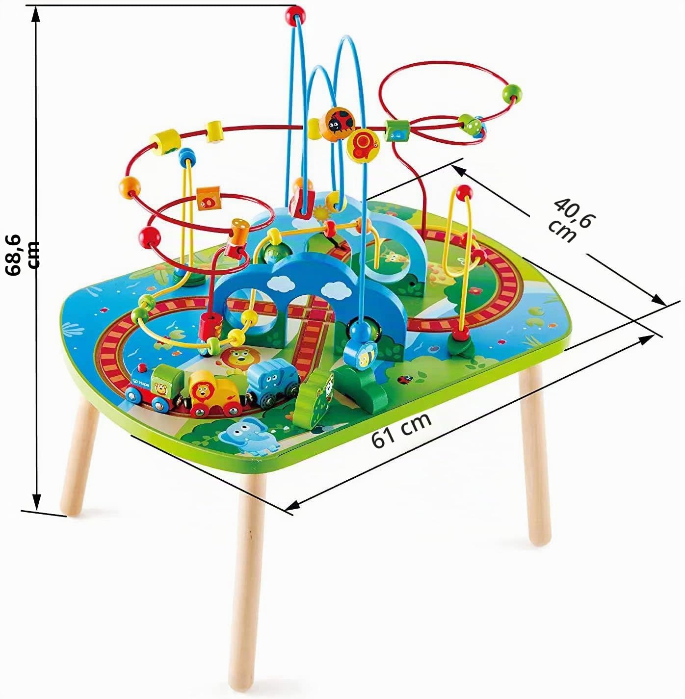 Hape Dschungelabenteuer-Spieltisch Perlenlabyrinth für Kinder mit Zubehör, Afrika-Design, kindgerechter Tisch für individuelles Spiel und Gruppenspiel