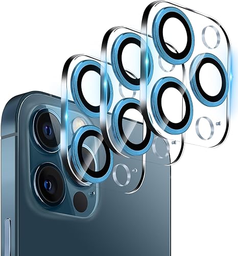 Miniatura 17 de Paquete de 3. Protector de lente de cámara de vidrio templado para iPhone 12 de 6.1", Bling Glitter Sparkle, Ultra HD, dureza 9H, antiarañazos