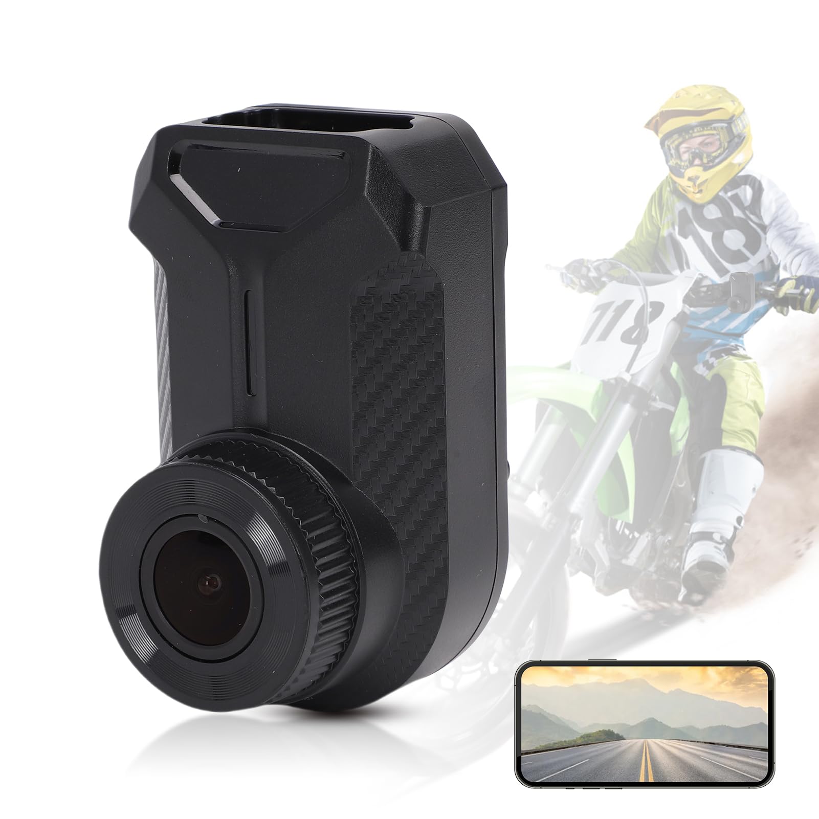 Shkalacar Dash Cam per Moto 2K, Registratore di Guida WiFi 2.4G con Registrazione in Loop e Controllo APP, Impermeabile IP66, per IOS e