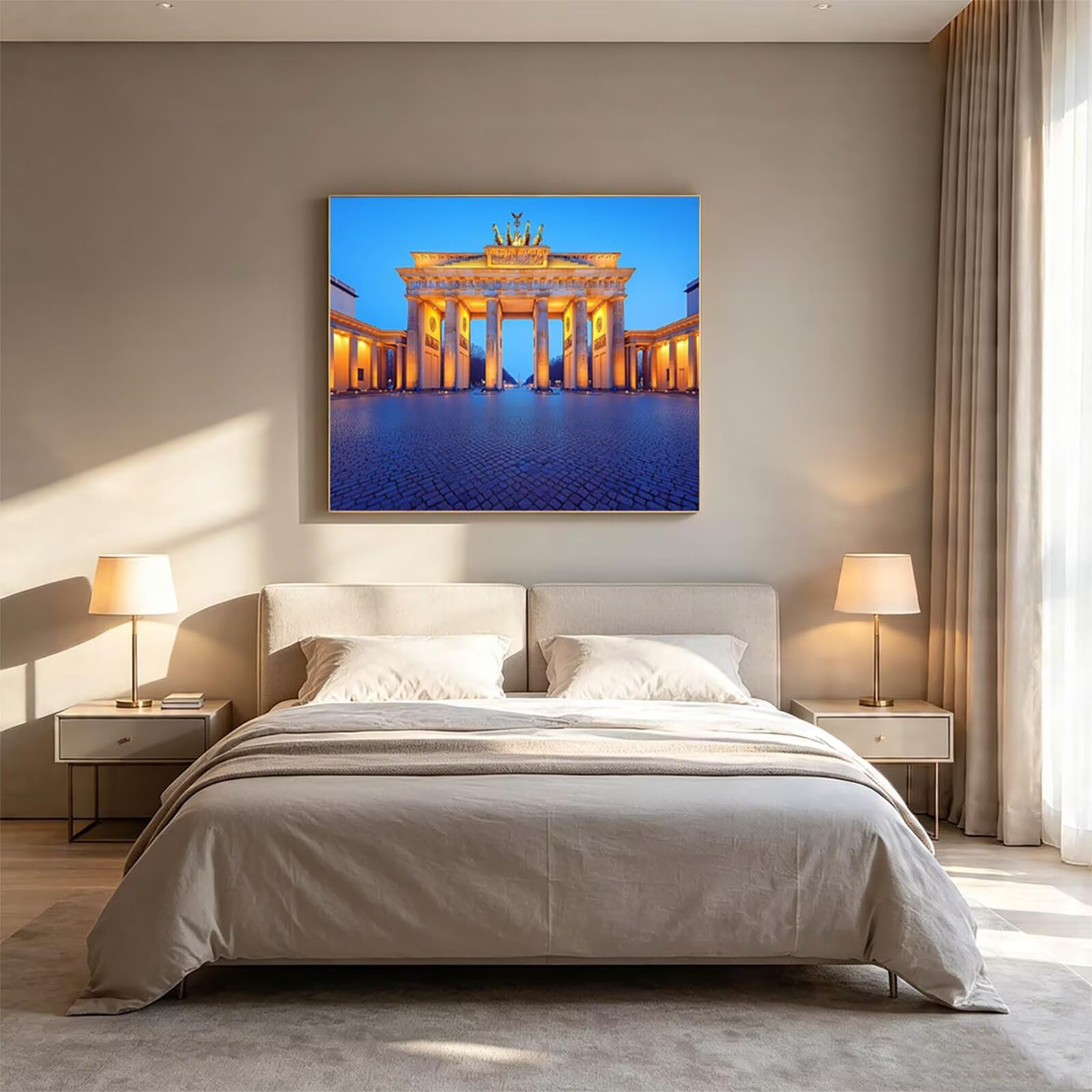 Dipingere con i Numeri Adulti Porta Di Berlino Tele 100x135cm ZSHS-2611 | Kit Pittura Hobby Creativi Adulti con Colori Acrilici Pennello Paittura Tela Vista Notturna per Quadri Moderni Soggiorno