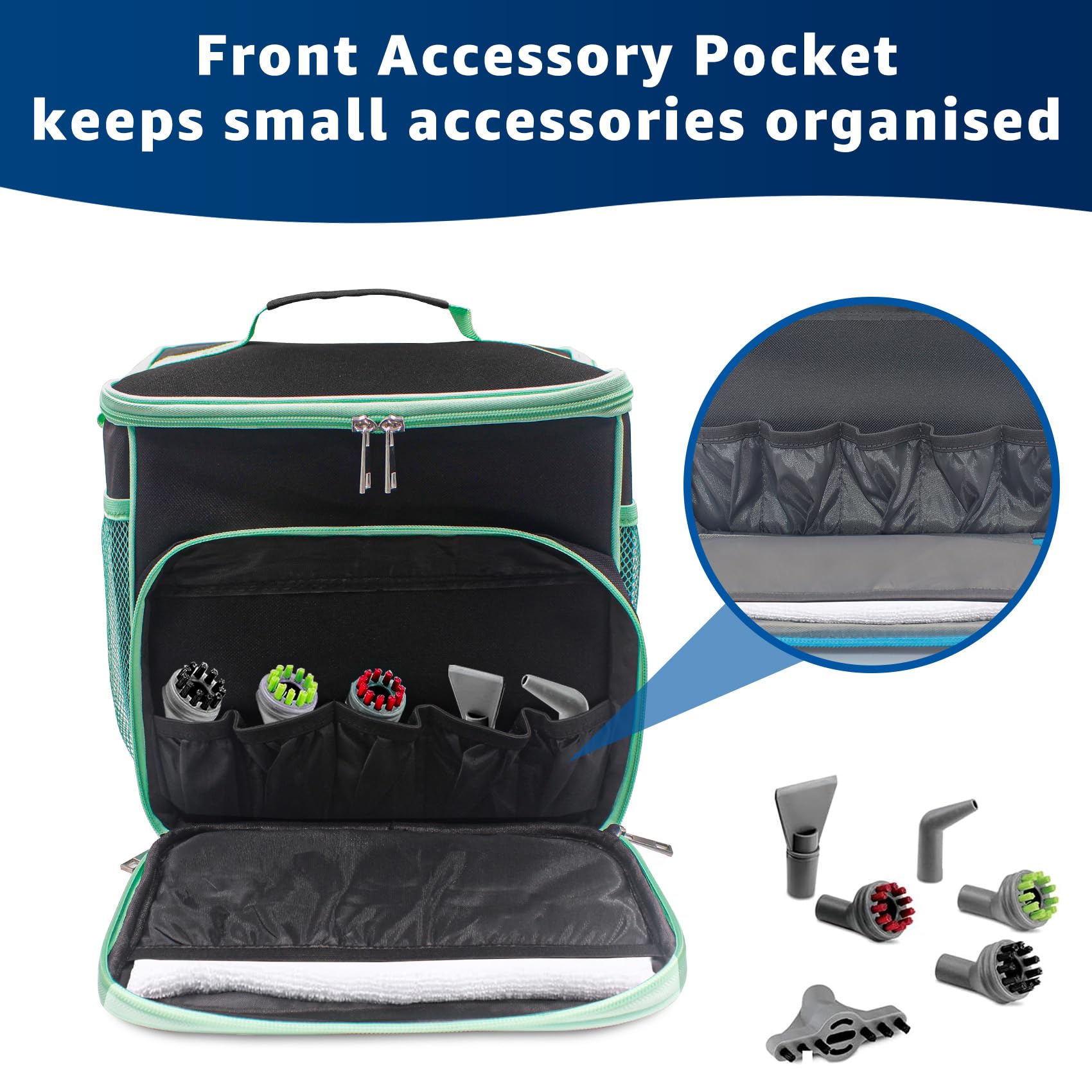 Bolsa de transporte para limpiador de vapor Bissell SteamShot 39N7V/39N7A, accesorios de limpiador de vapor de mano, compartimentos ajustables, bolsa de almacenamiento grande para accesorios bissell 4