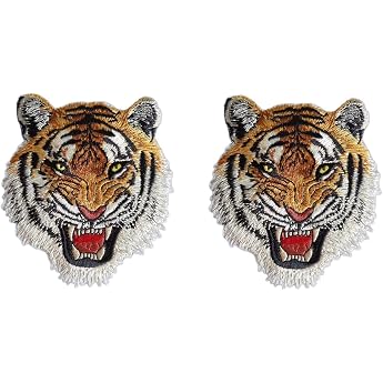 Tiger Roaring Head Iron on Patch Embroidered Patch for Hat Clothes Bags Jeans