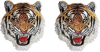 2 Pcs Tiger Face Sew on or Iron on Embroidery Patches for Jeans, Shirts, Hoodies, Blouses, Bags, caps, Backpacks, Purses, Tiger Face Appliques