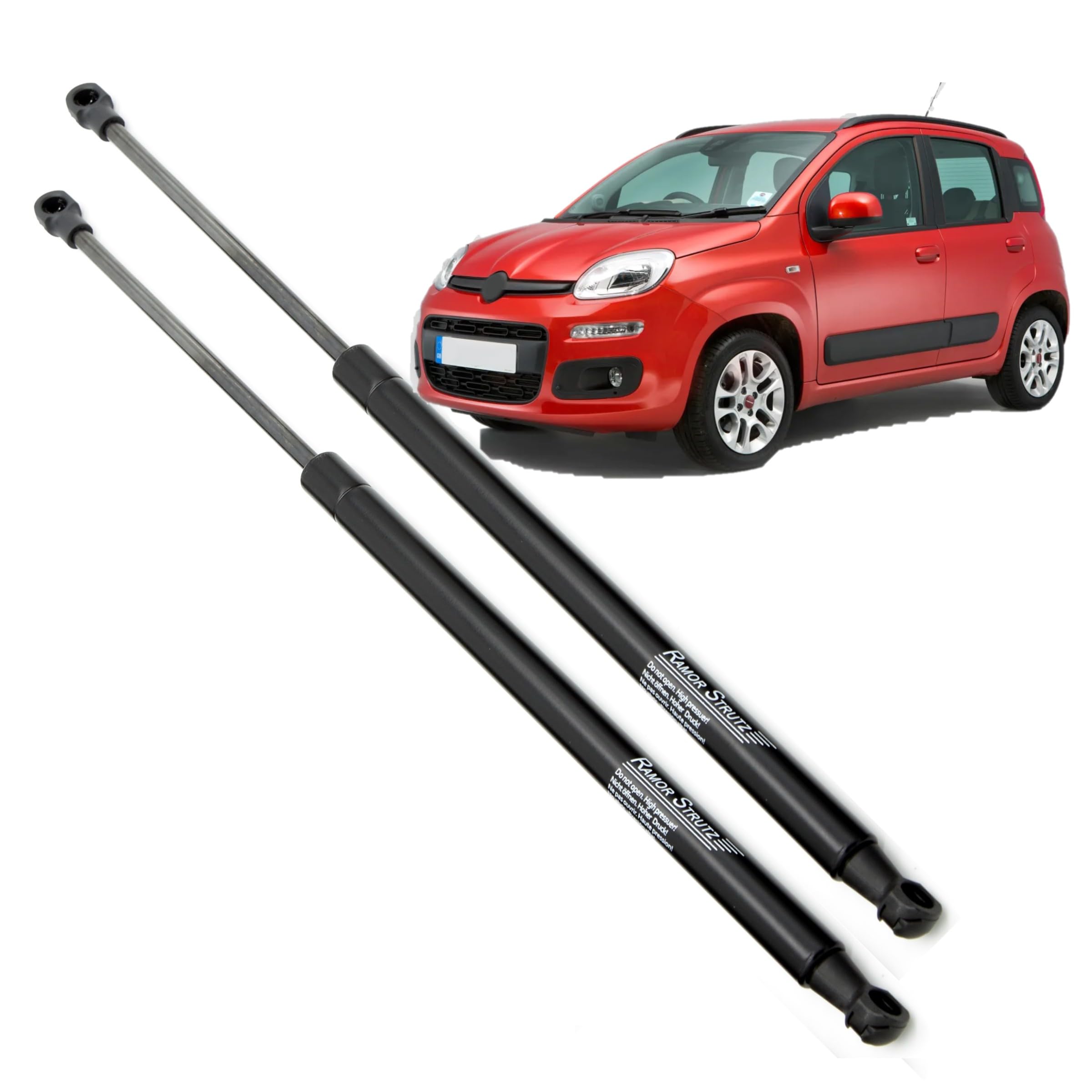 2x Molle a Gas Compatibile con Fiat Panda Mk3 2011-2024. Ammortizzatore Pistoncini Cofano Posteriore Sostituzione per 51841634 e altri.