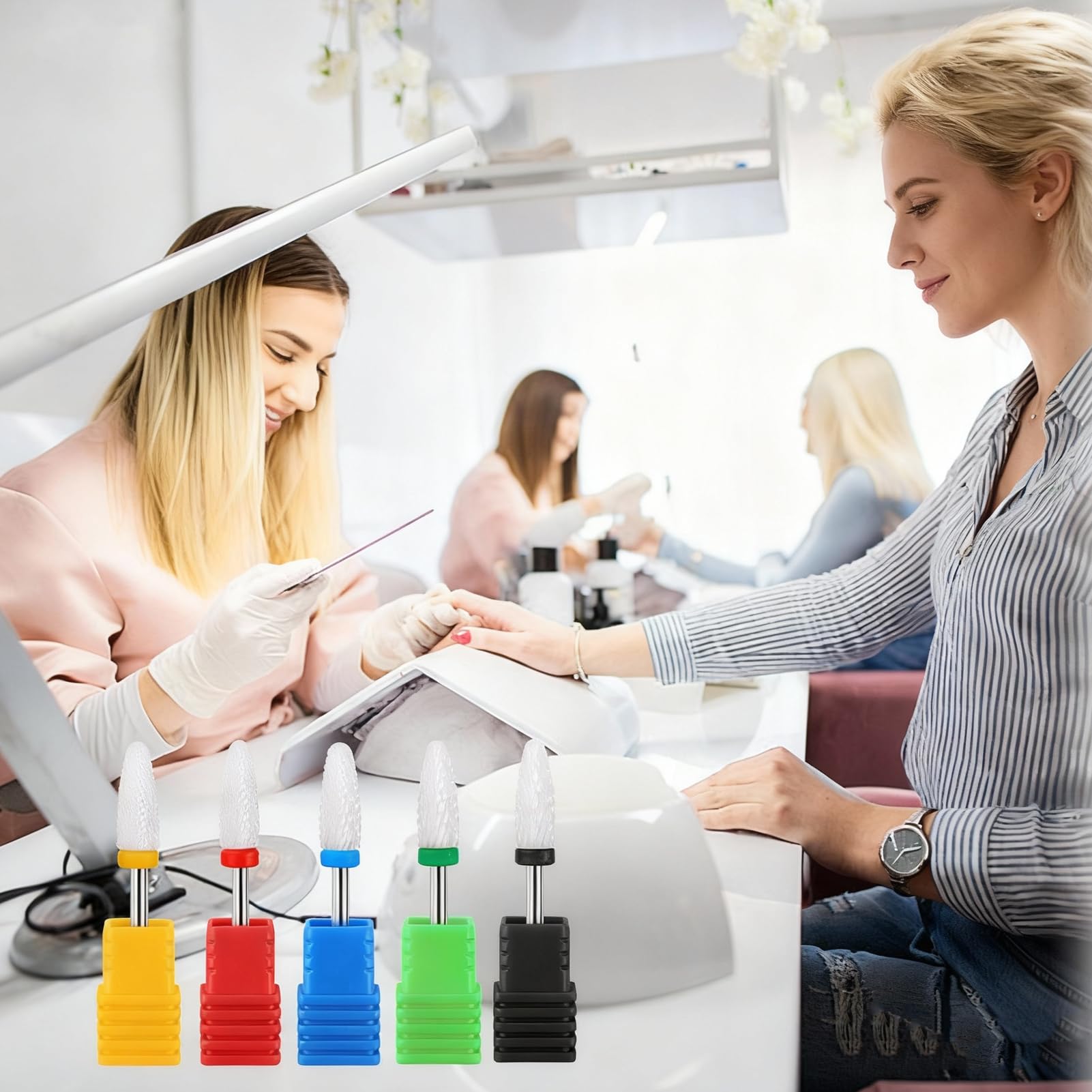 5 Pezzi Punta per Trapano in Ceramica per Unghie, Rimozione Professionale delle Cuticole in Gel Acrilico, Adatta per Manicure e Pedicure, Adatta per Uso in Salone e a Casa