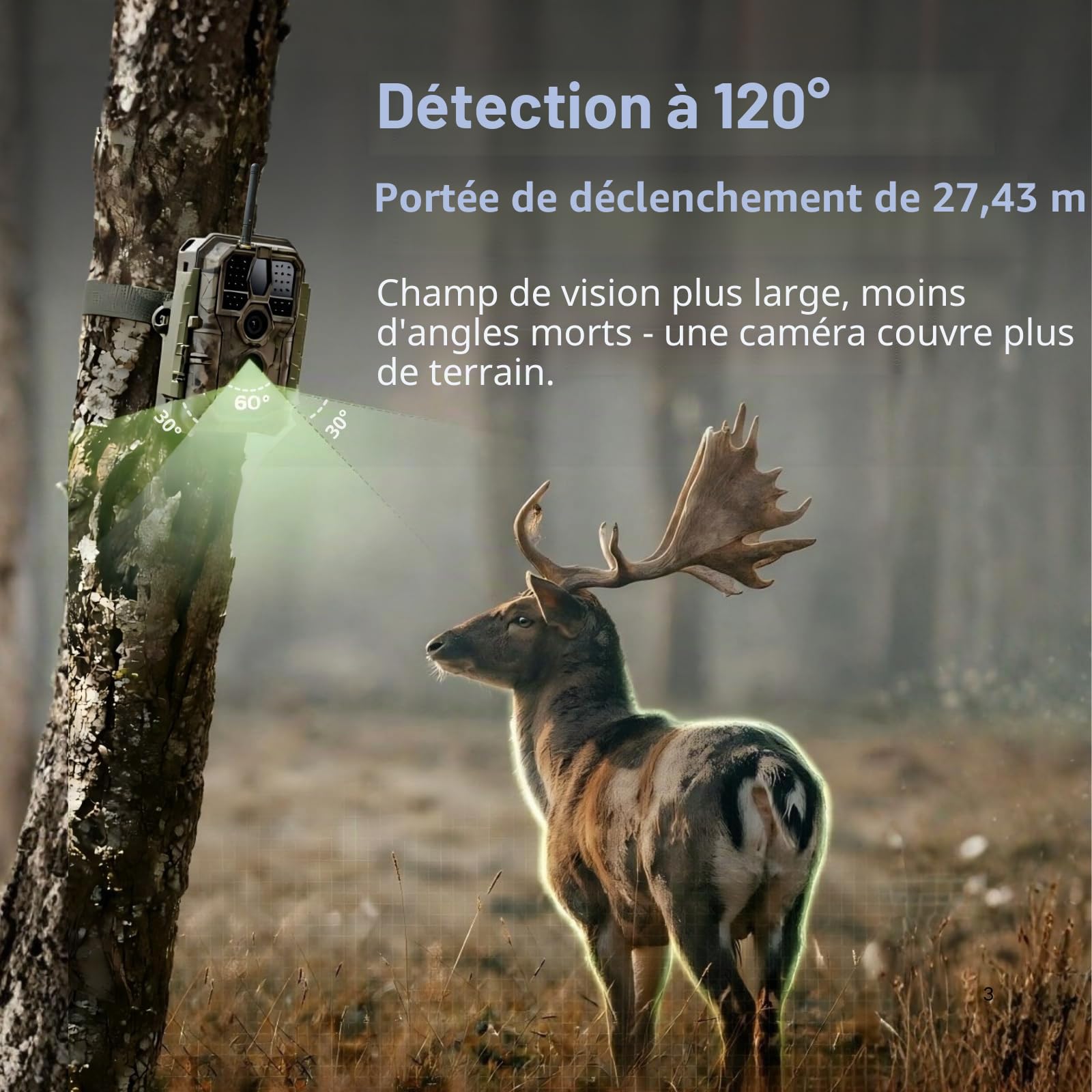 BLAZEVIDEO WiFi Caméra de Chasse 64MP 1296P Bluetooth Camera de Surveillance IP66 Étanche avec Vision Nocturne Infrarouge, Détecteur de Mouvement, Grand Angle 120° et Contrôle APP, pour l'extérieur
