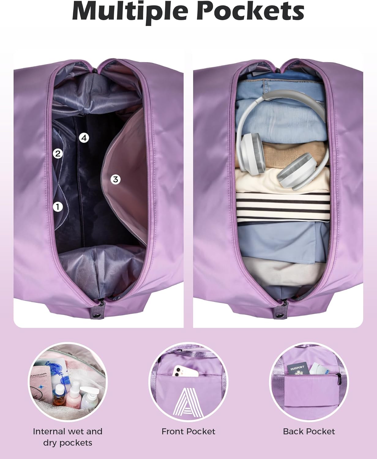 Birthday Gifts for Women, Initial Travel Duffel Bag, Daughter Gift from Mom,Personalized Weekender Bag，Monogram Overnight Bag Birthday Gifts for Women Gifts for Teen Girls (Letter W)
