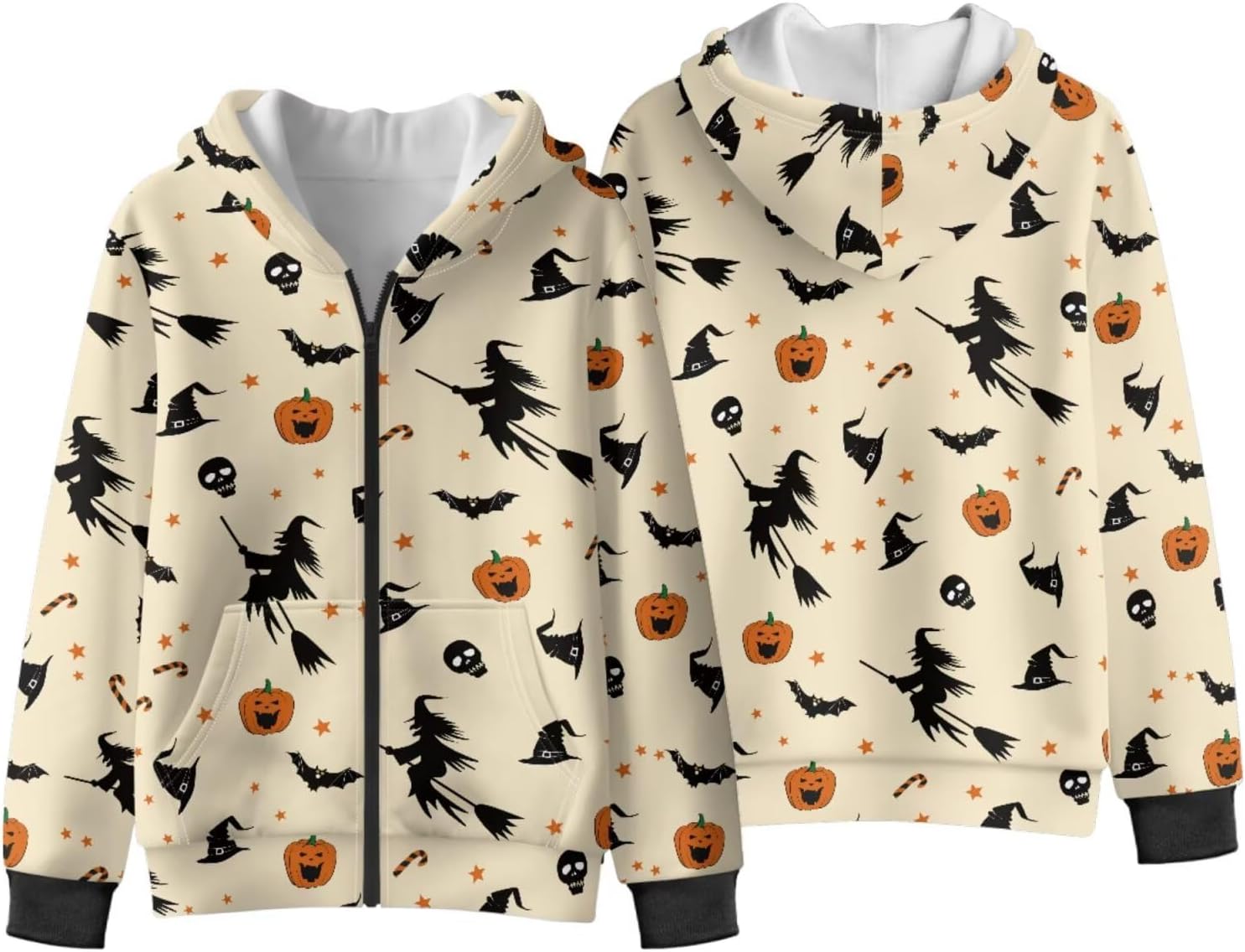 Girls Boys Lined Fleece Jacket Hoodie Kids Warm Winter Zip Up Hooded Sweatshirt Jackets Coat with Pocket