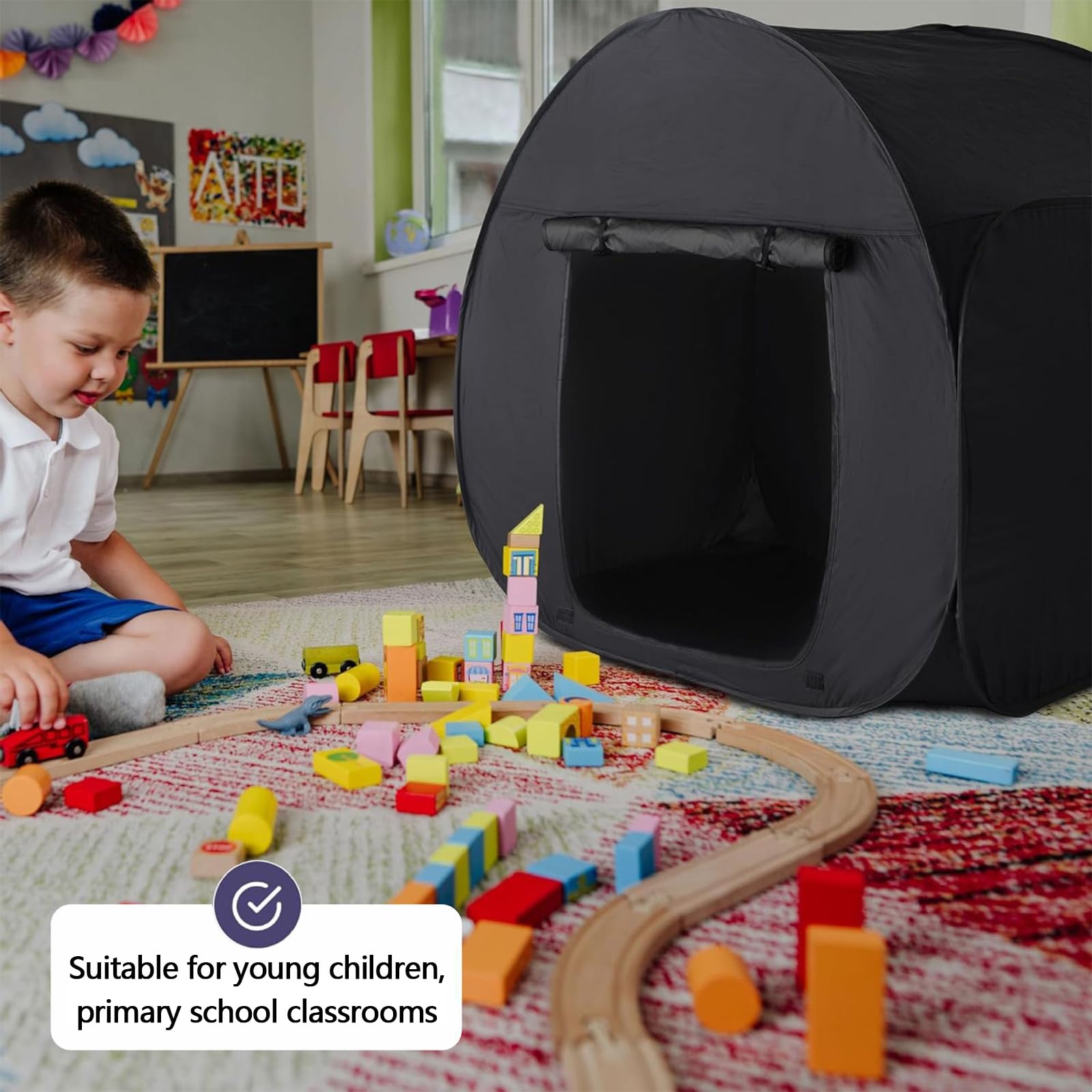 Pop up Spielzelt, Sensorisches Zelt für Kinder zum Spielen Entspannen Hilft bei Angstzuständen Kinderzelt für Drinnen 120cm*120cm*120cm Sensorik Zelt Verdunkelung für Autistische Kinder für Drinnen