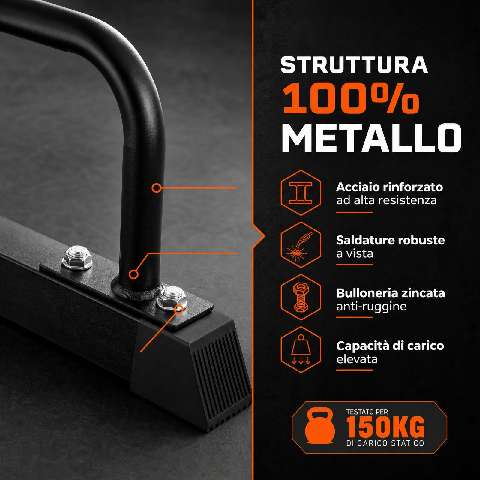 Mini Parallettes in Metallo per Calisthenics, Fitness e Palestra, Stabile e Antiscivolo per Uomo e Donna - Allenamento per Pettorali, Braccia, Spalle, Addominali