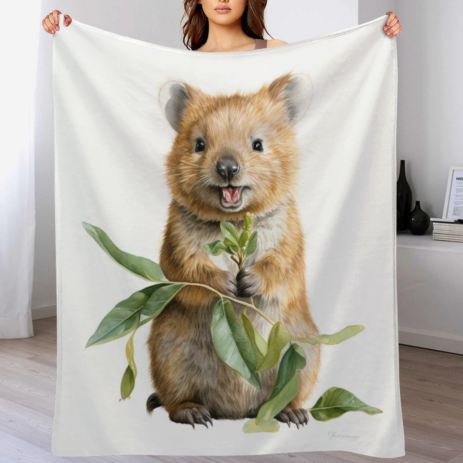 Quokka Blanket, Fluffy Blanket, Super Warm & Soft Throw Blanket, Blanket As Sofa Cushion, Bedspread Or Living Room Blanket （130×150cm）