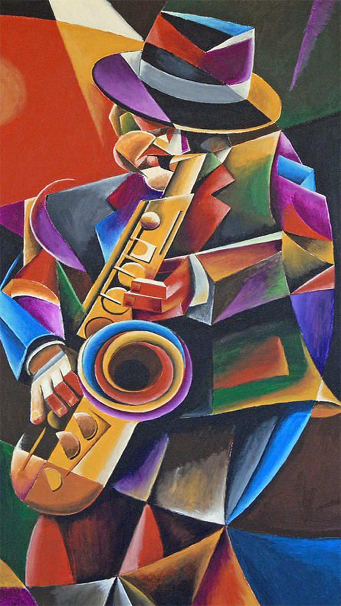 ZHUMUTO Large Diamond Painting Kits for Adults Abstract Saxophone Player