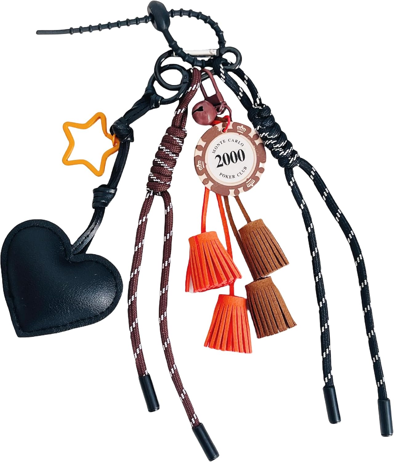 QTMY Cute Heart Tassel Braided Keychain Bag Charms for Handbag Purse Backpack Accessories Bogg Bag,389