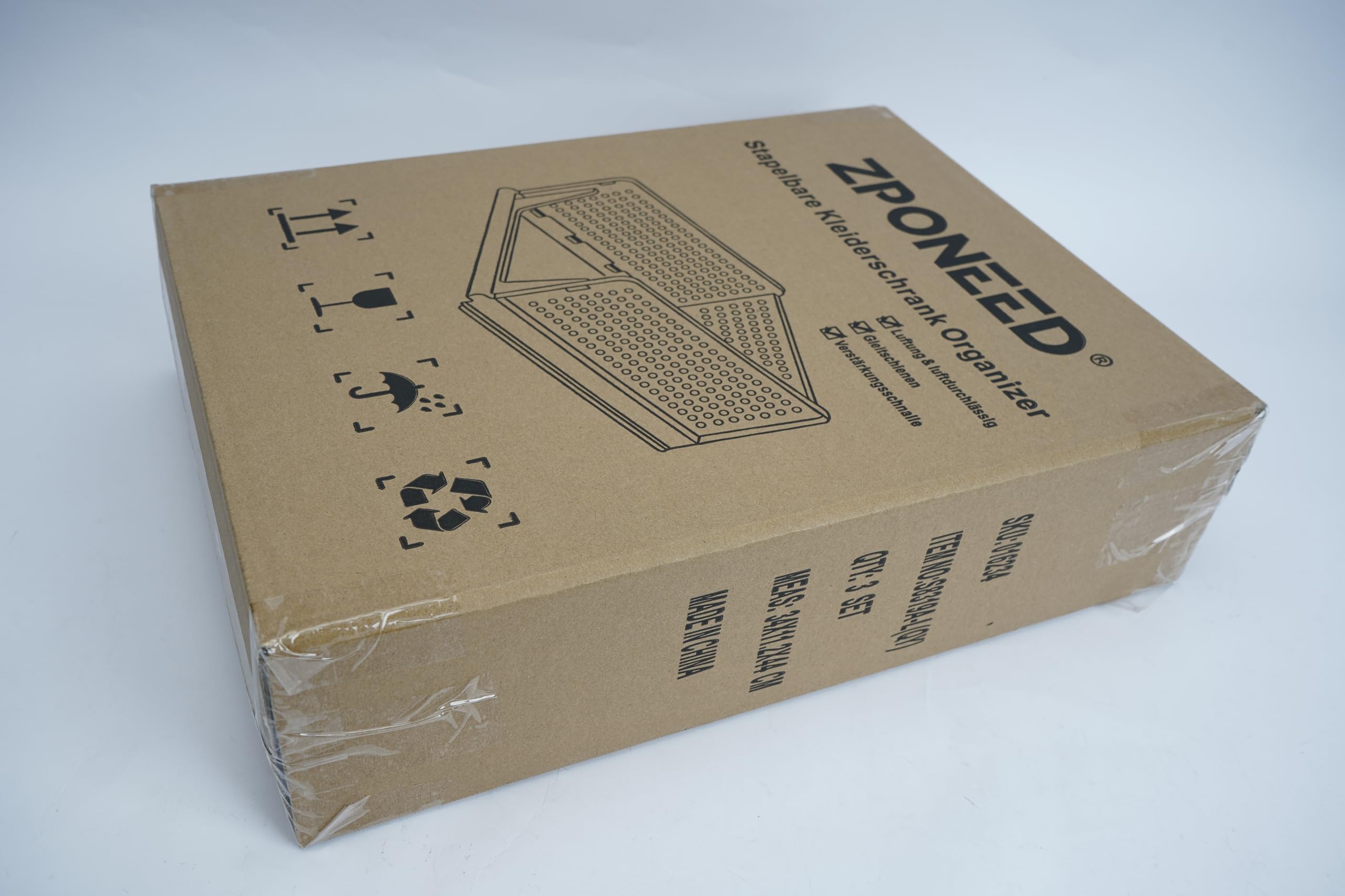 Juego de 5 cajones altos, organizador de armario apilable blanco, XL | caja de almacenamiento plegable, cajones apilables, cajas de almacenamiento de plástico, 42 x 33 x 25 cm