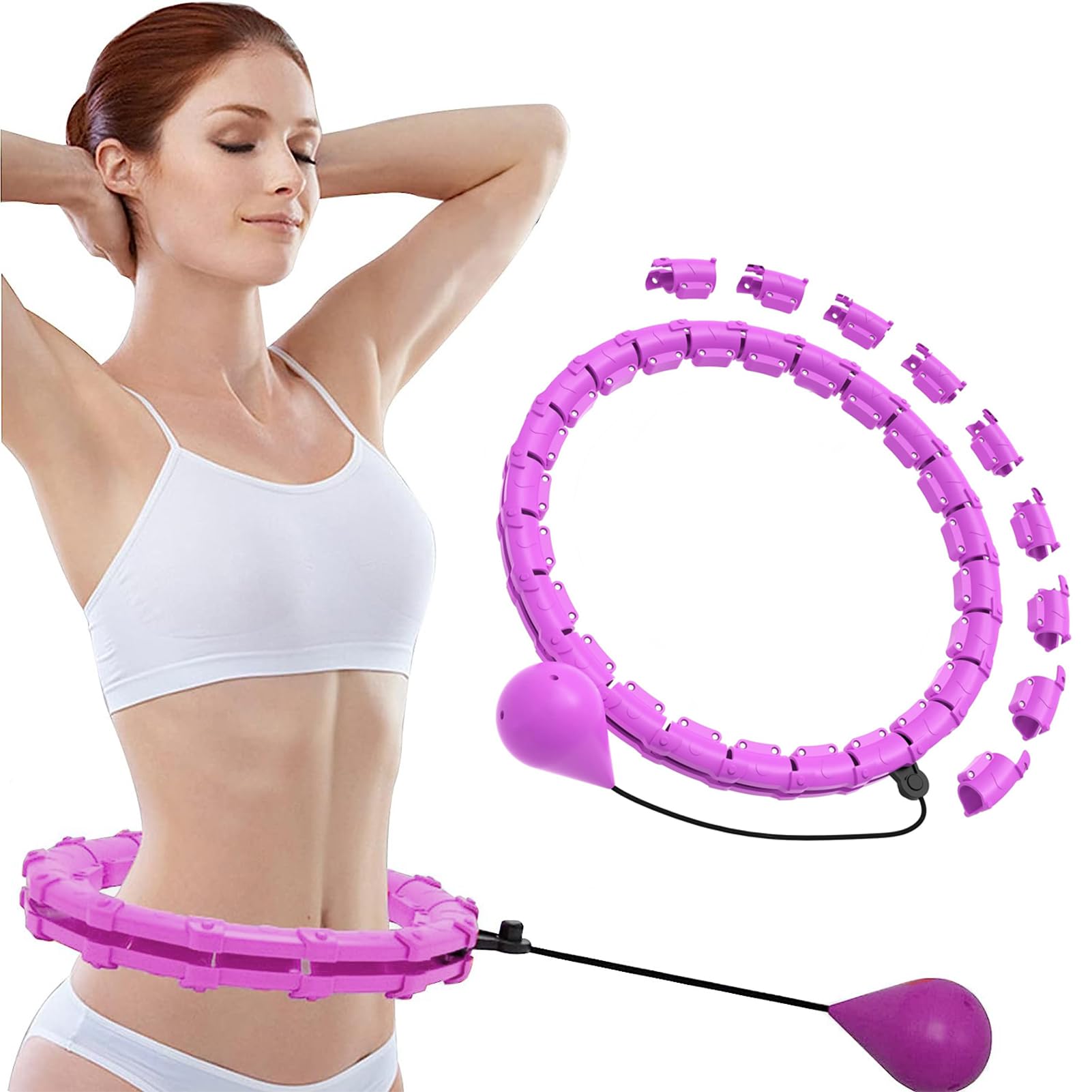 TOYBY Weighted Hula Circle Hoops for Adults Weight Loss, Infinity Hoop Fit Plus Size 47 Inch, 24 Detachable Links, Exercise Hula Hoop Suitable for Women and Beginners
