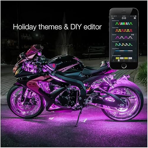 Miniatura 5 de XK Glow XKchrome App Control Kit de luces LED profesionales para motocicleta 14 cápsulas  12 tiras