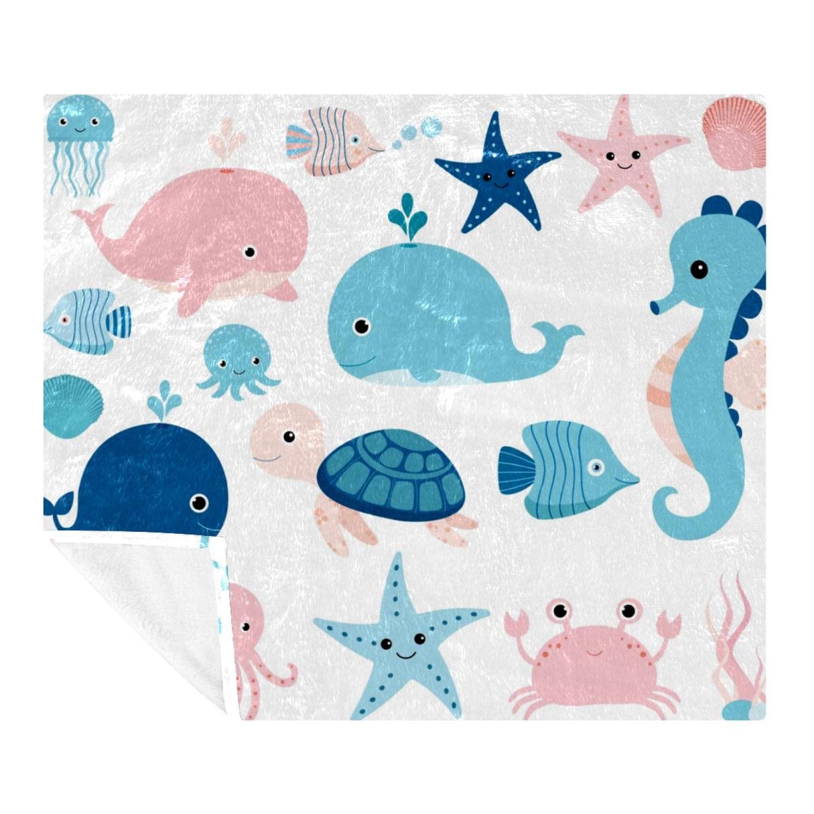 Couverture pour adultes et enfants marine life voyage et canape