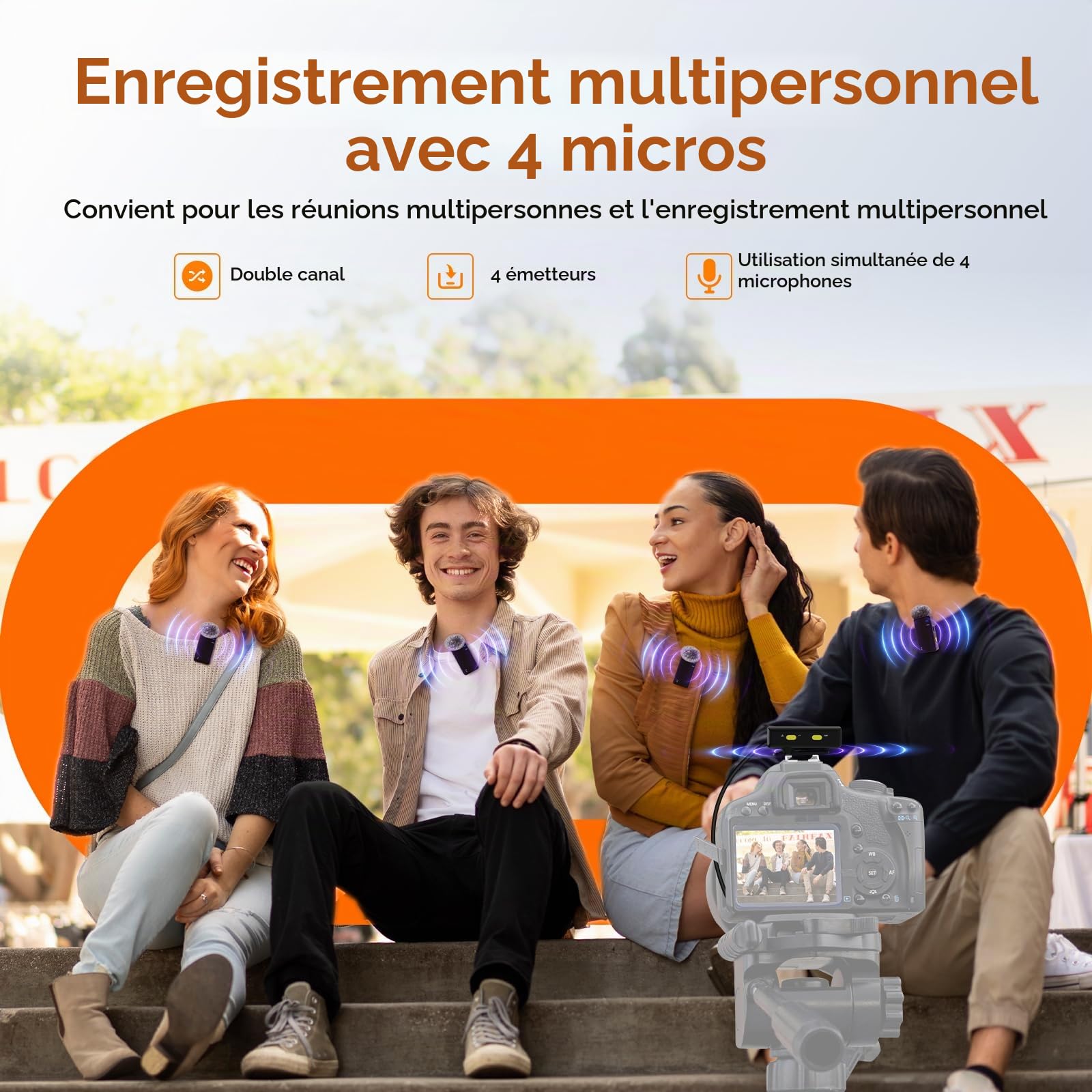 SVBONY D4 Micro-Cravate sans Fil 4 Personnes pour Interviews